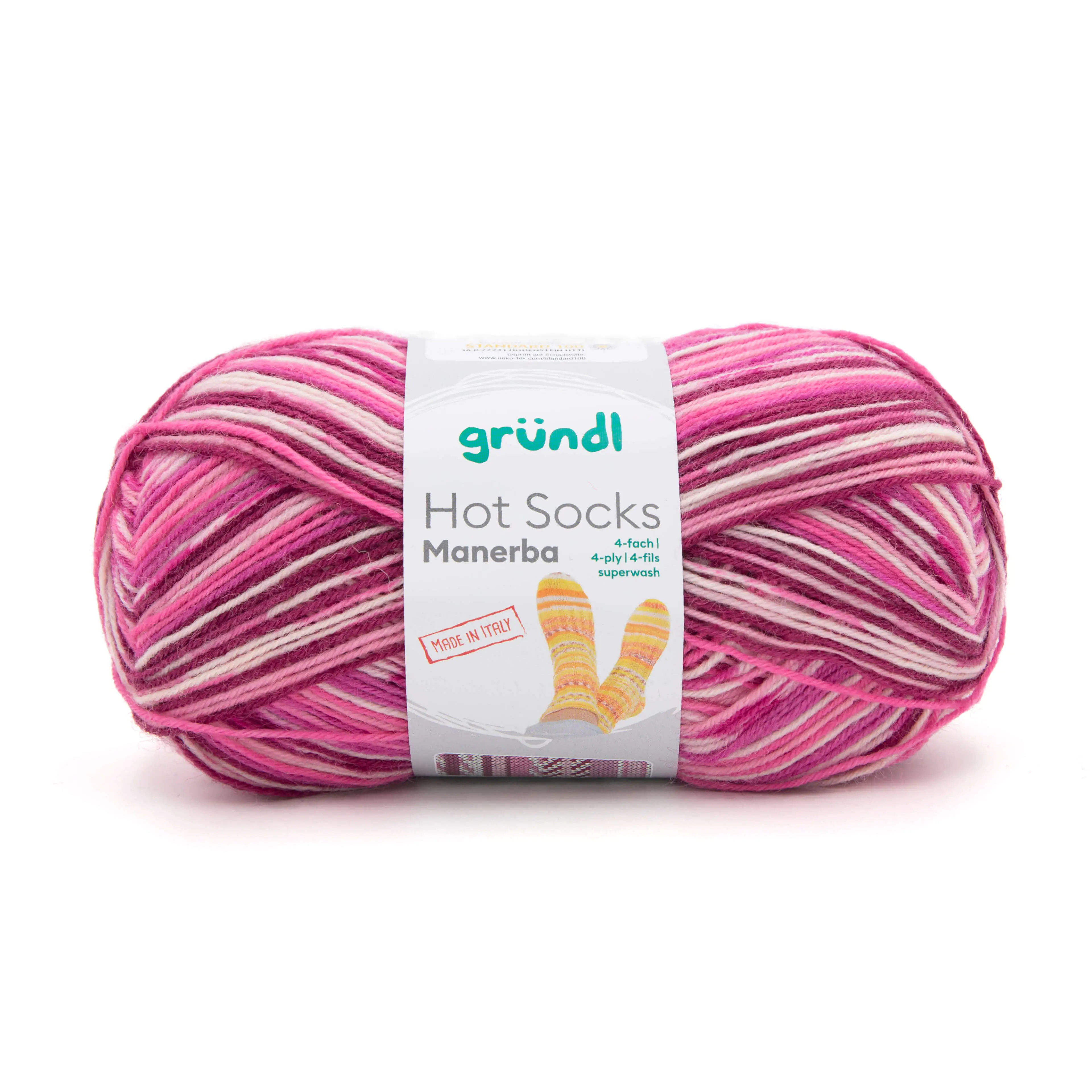 Gründl Wolle Hot Socks Manerba 4 fach 100 g pink bordeaux flamingo natur kaufen Globus Baumarkt