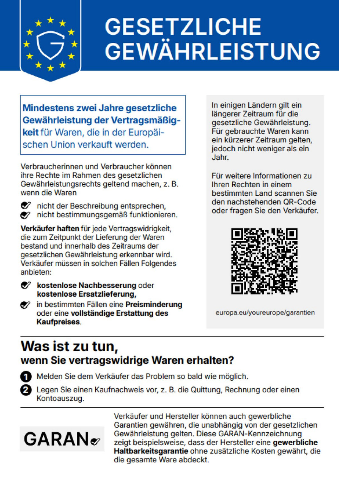Gesetzliches Gewährleistungslabel