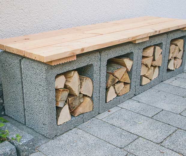 Brennholzbank bauen