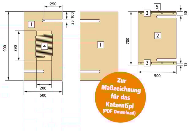 Katzentipi Maßzeichnung