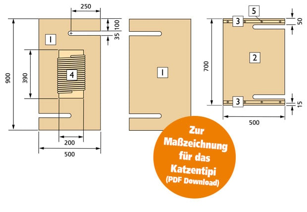 Katzentipi Maßzeichnung