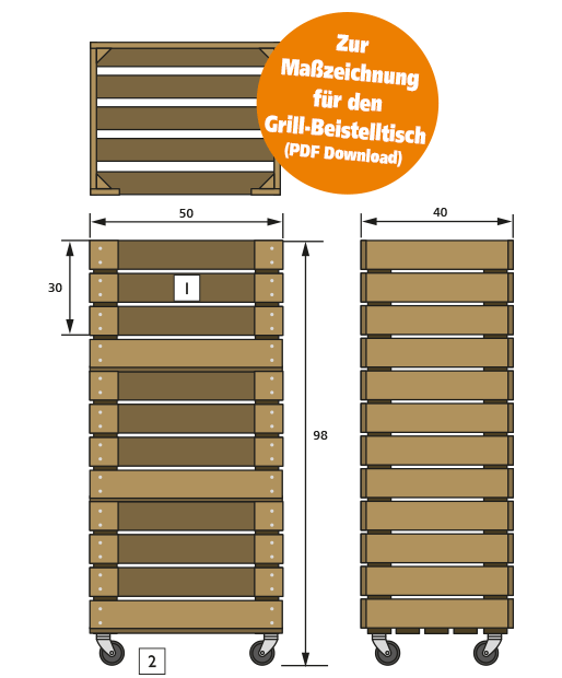 Maßzeichnung Grill-Beistelltisch