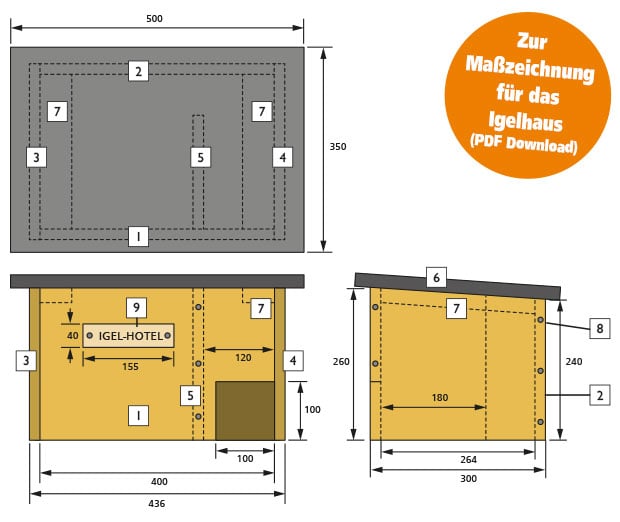 Igelhaus Maßzeichnung