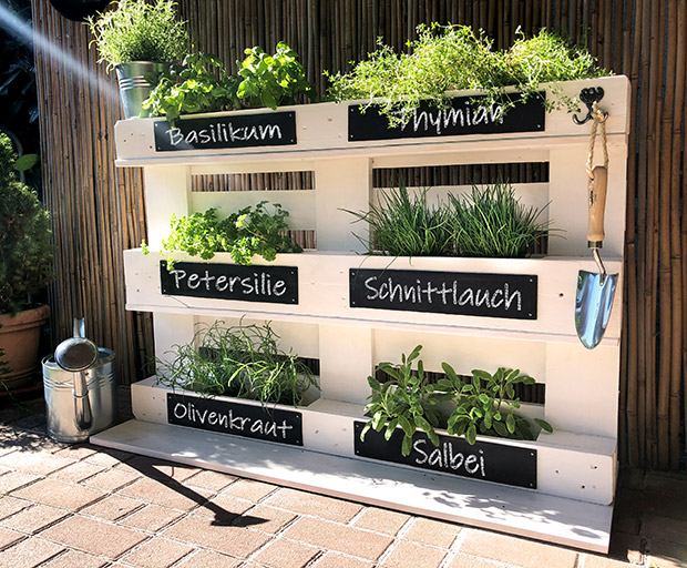 Kräuterbeet aus Paletten selber bauen GLOBUS BAUMARKT
