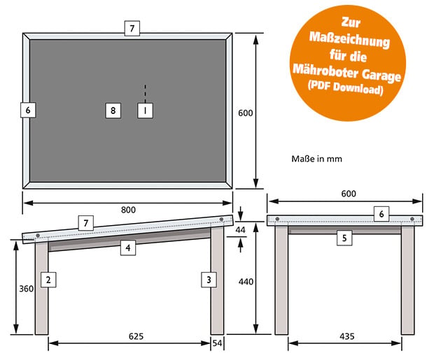 Mähroboter Garage Maßzeichnung