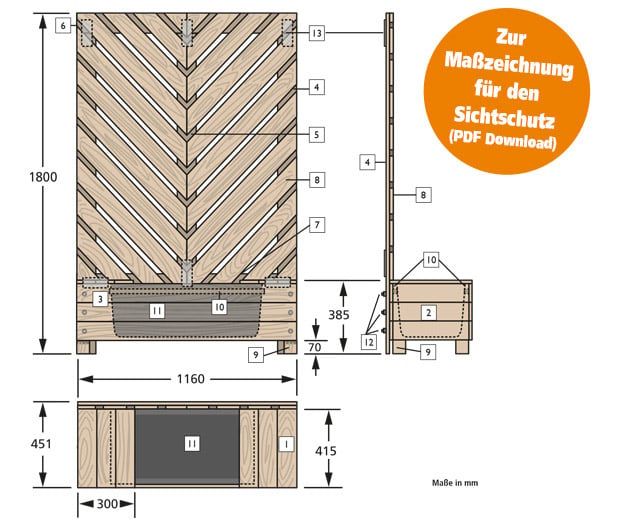 Sichtschutz Masszeichnung