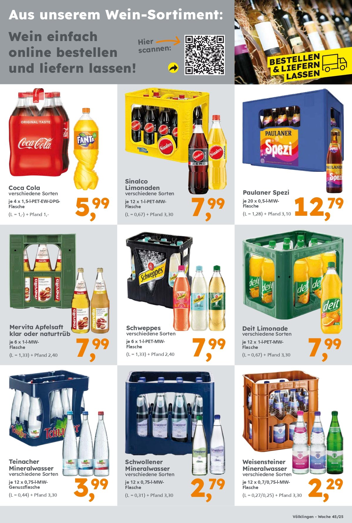 Getränke-Angebote erhältlich im Globus Baumarkt Völklingen. Gültigkeit Kalenderwoche 45/25