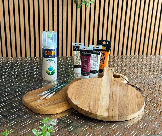 DIY-Idee: Holztablett bemalen. Materialien.