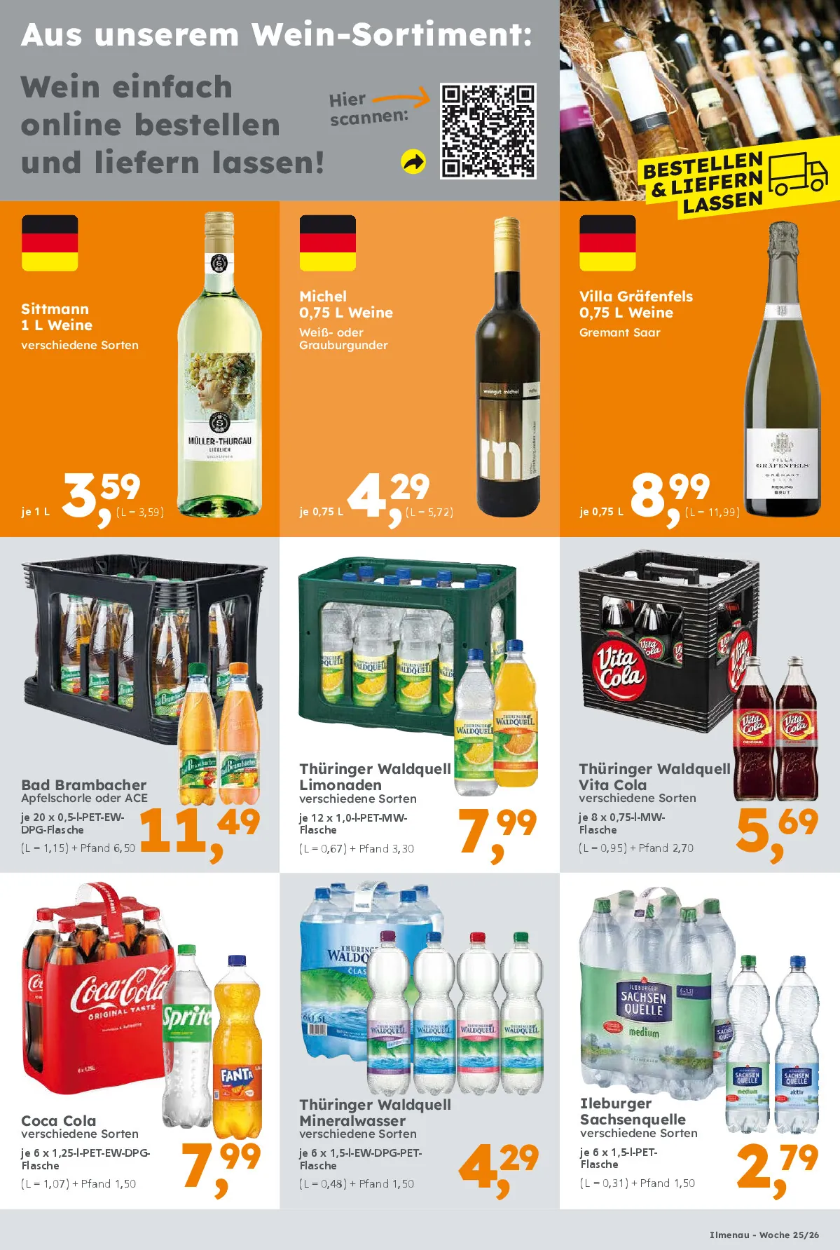 Getränke-Angebote erhältlich im Globus Baumarkt Ilmenau. Gültigkeit Kalenderwoche 25/26