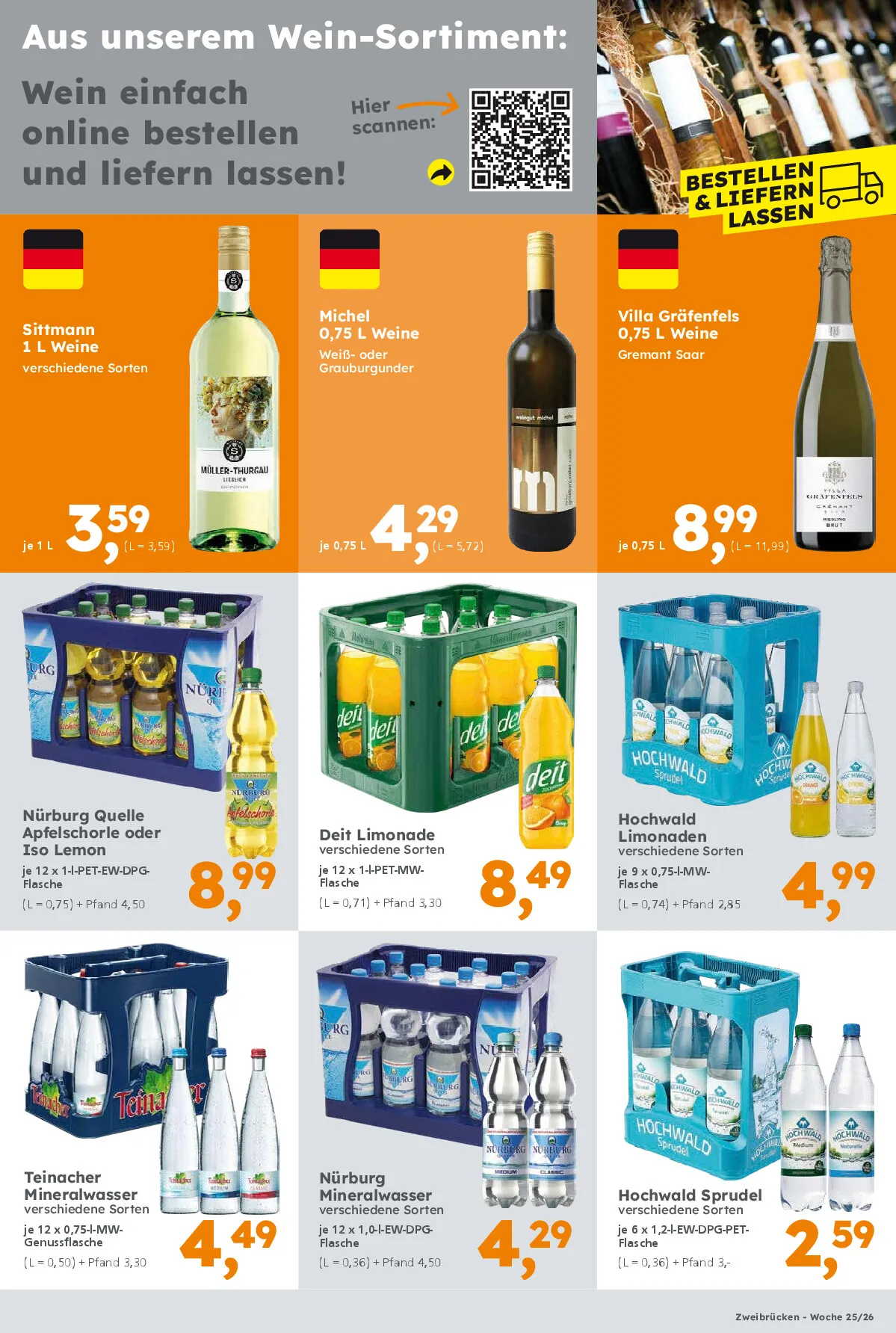 Getränke-Angebote erhältlich im Globus Baumarkt Zweibrücken. Gültigkeit Kalenderwoche 25/26