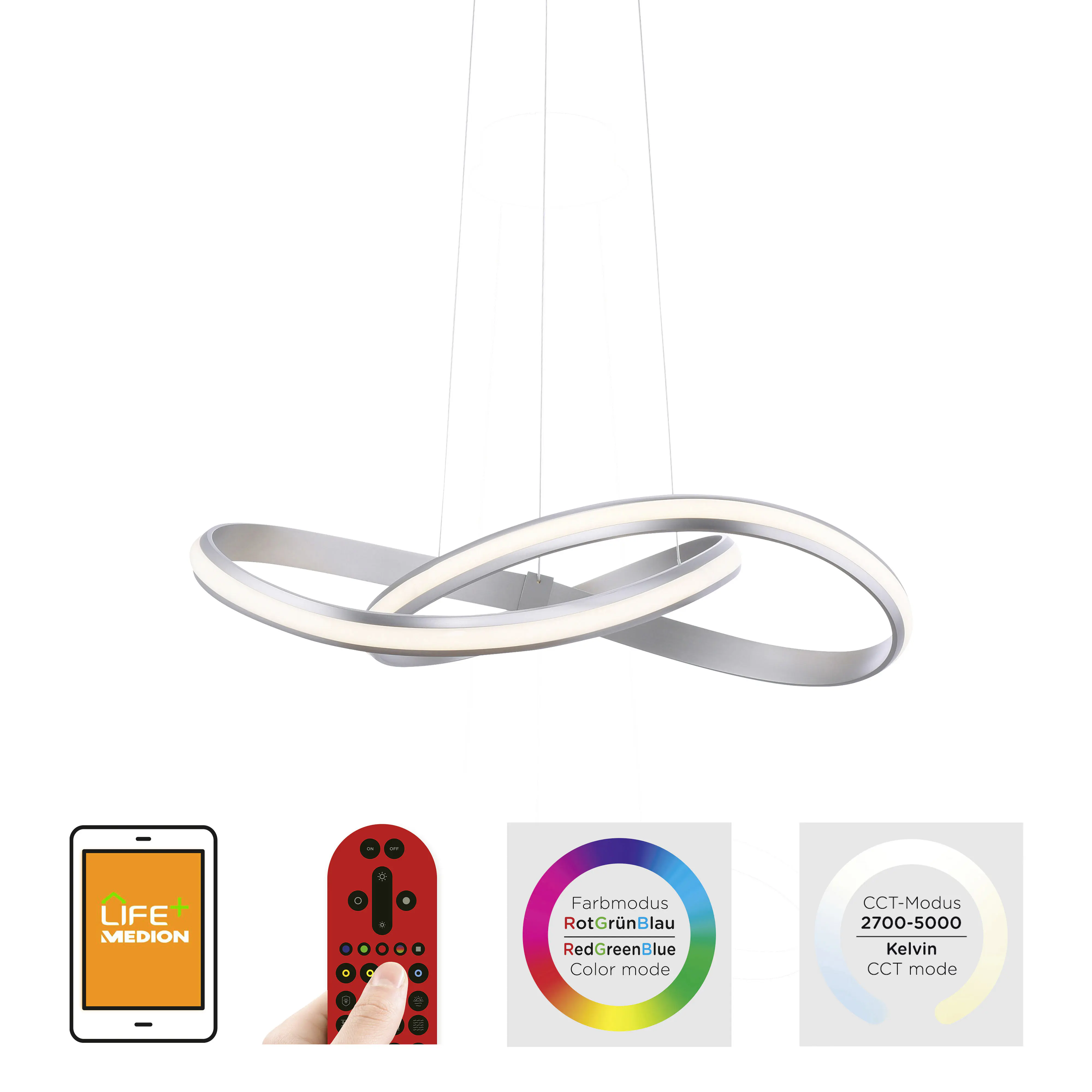 JustLight Lola Smart LED Pendelleuchte Melinda 57 cm RGBW Smart