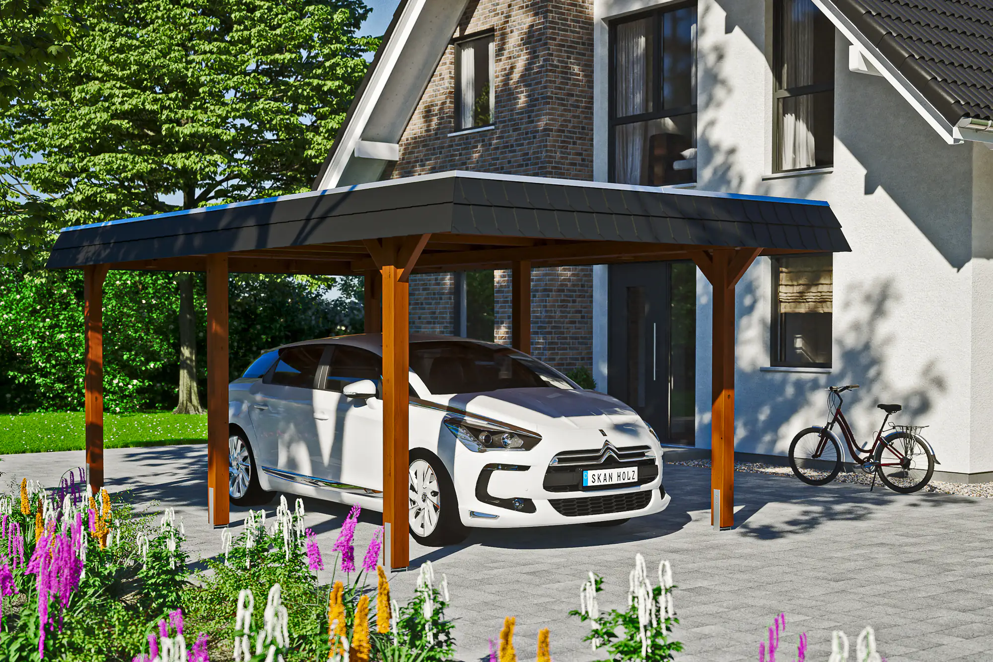 SKAN HOLZ Carport Wendland 362 x 628 cm mit Aluminiumdach
