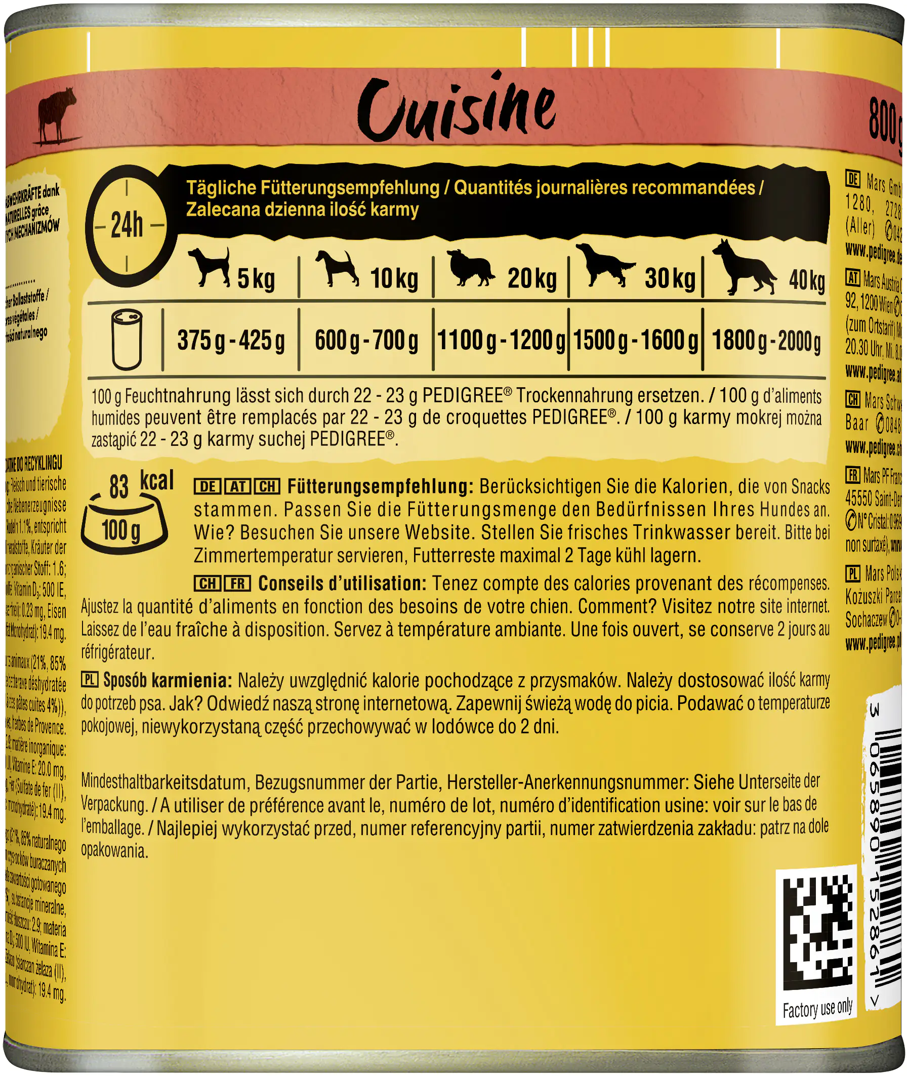 Pedigree Adult Cuisine in Sauce Rind, Nudeln & Karotten Hundefutter 800g Pedigree Adult Cuisine in Sauce Rind, Nudeln & Karotten Hundefutter 800g