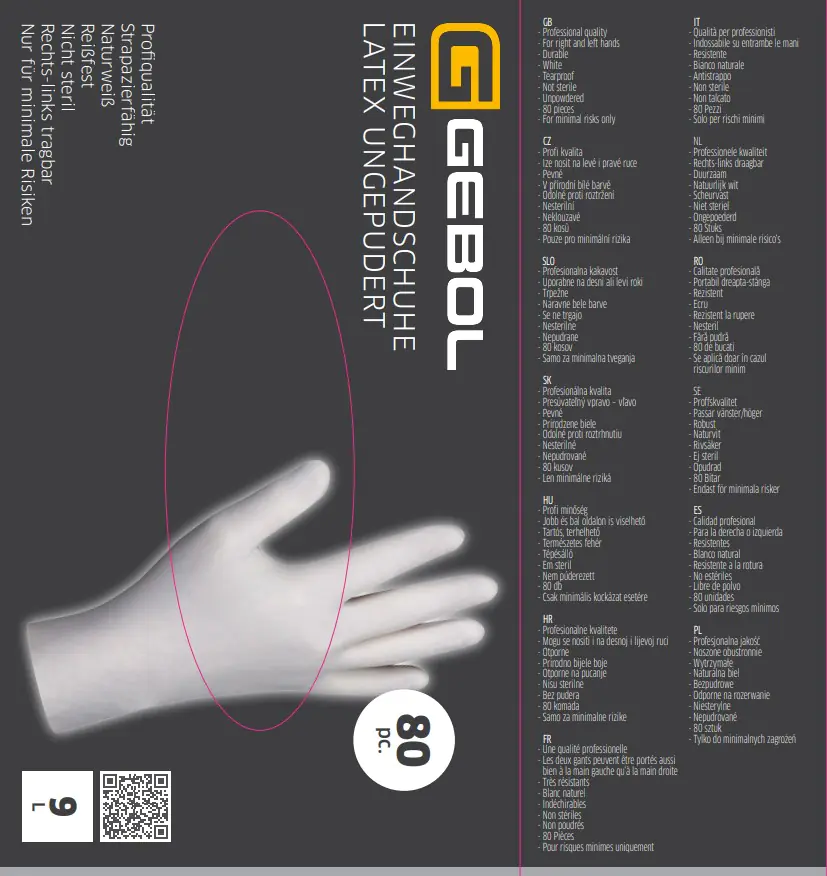 Gebol Einweghandschuh Latex ungepudert 80 Stück