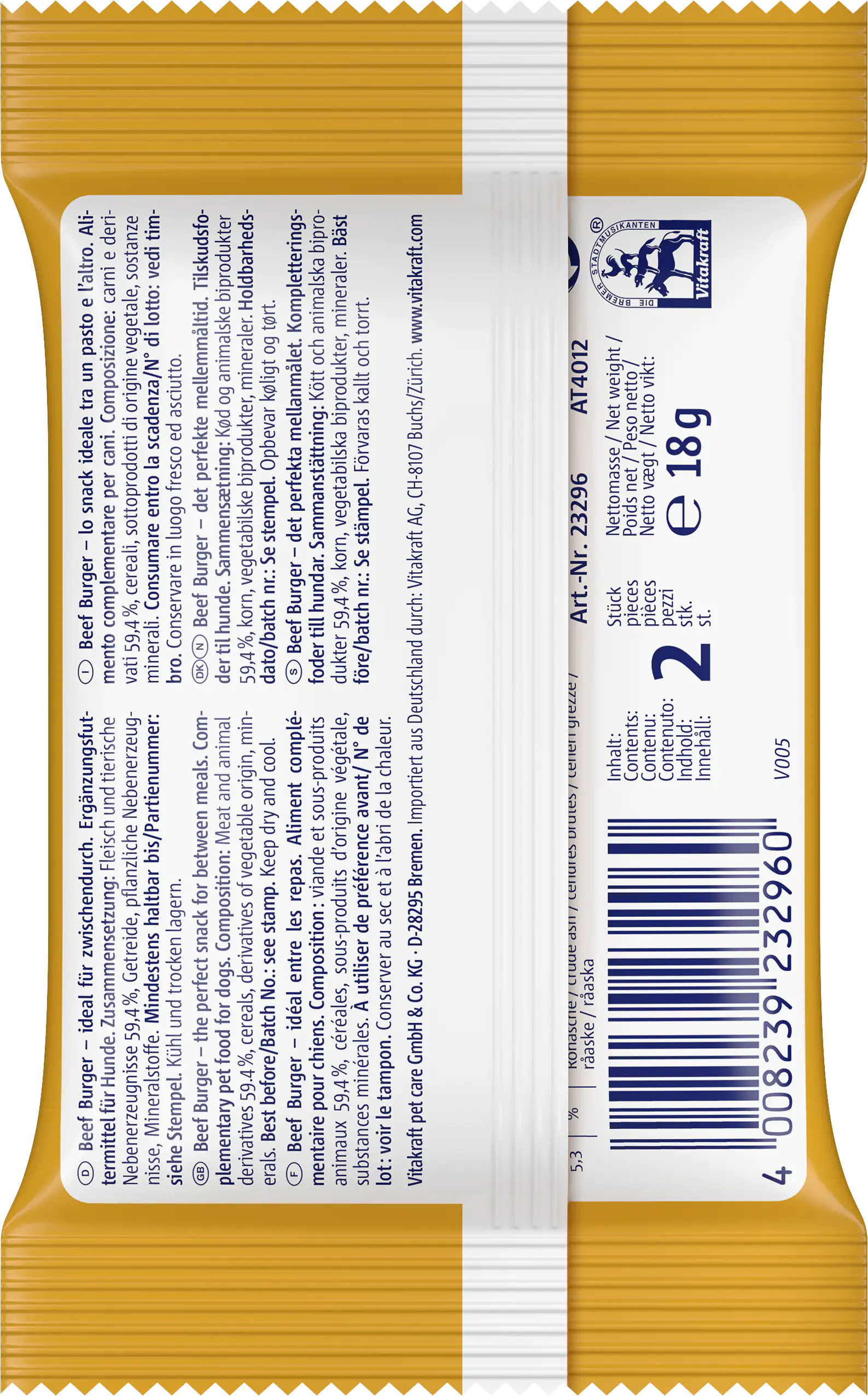 Vitakraft Beef Burger 2 Stück / 18 g Vitakraft Beef Burger 2 Stück / 18 g