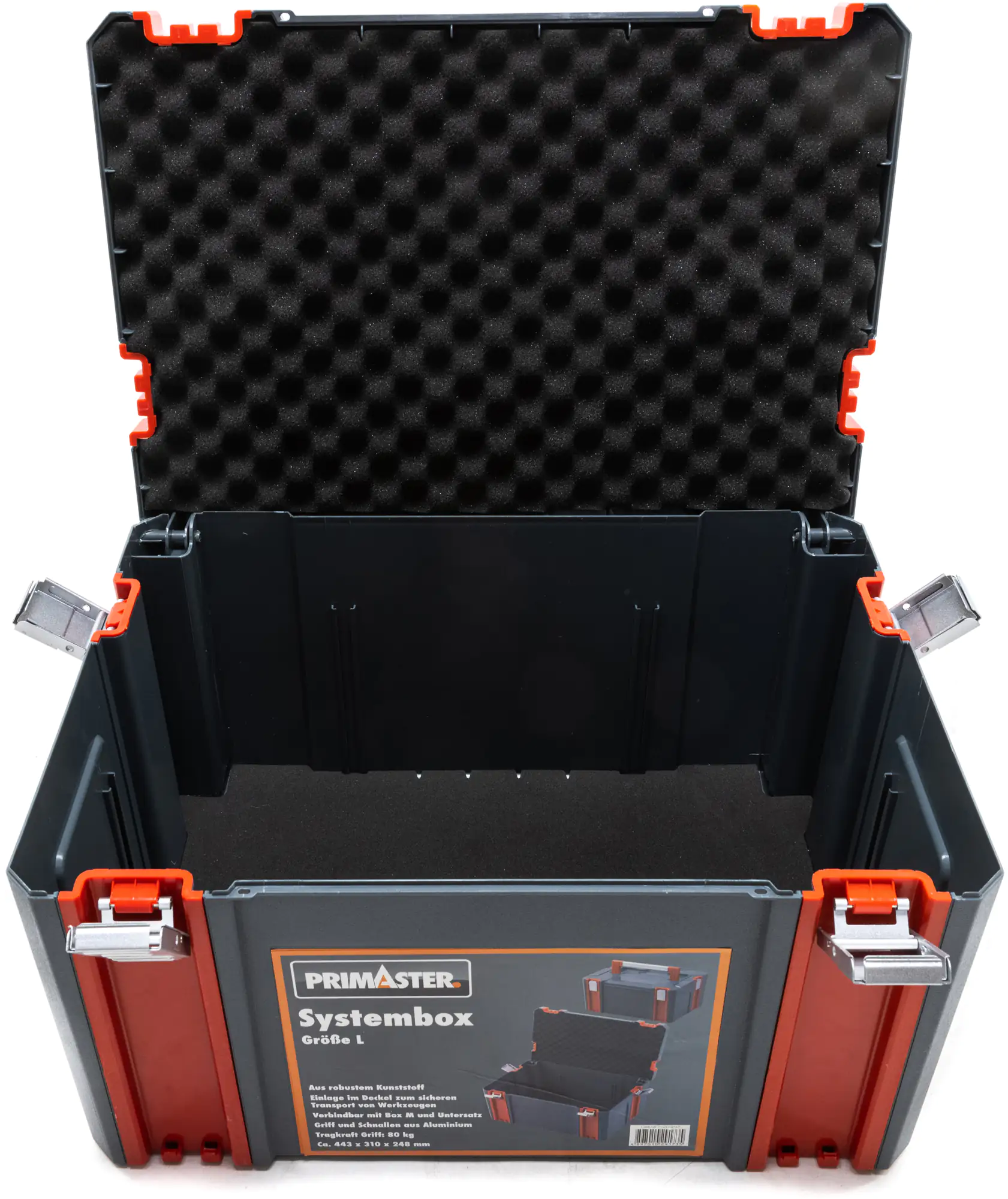 4897010291735_03 Primaster Systembox 44 x 31 x 25 cm unbestückt grau-rot