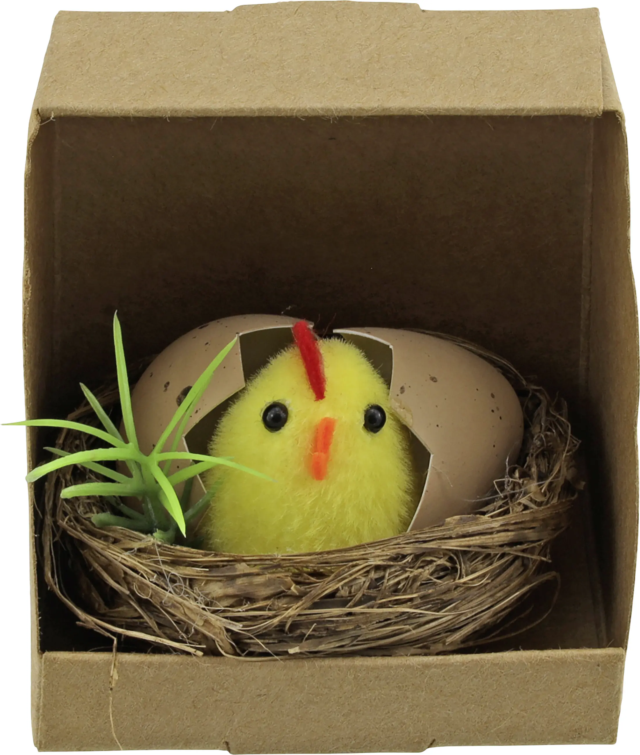 Osterdeko Figur Küken in Nest mit Eierschale Kunststoff 5 cm gelb/beige