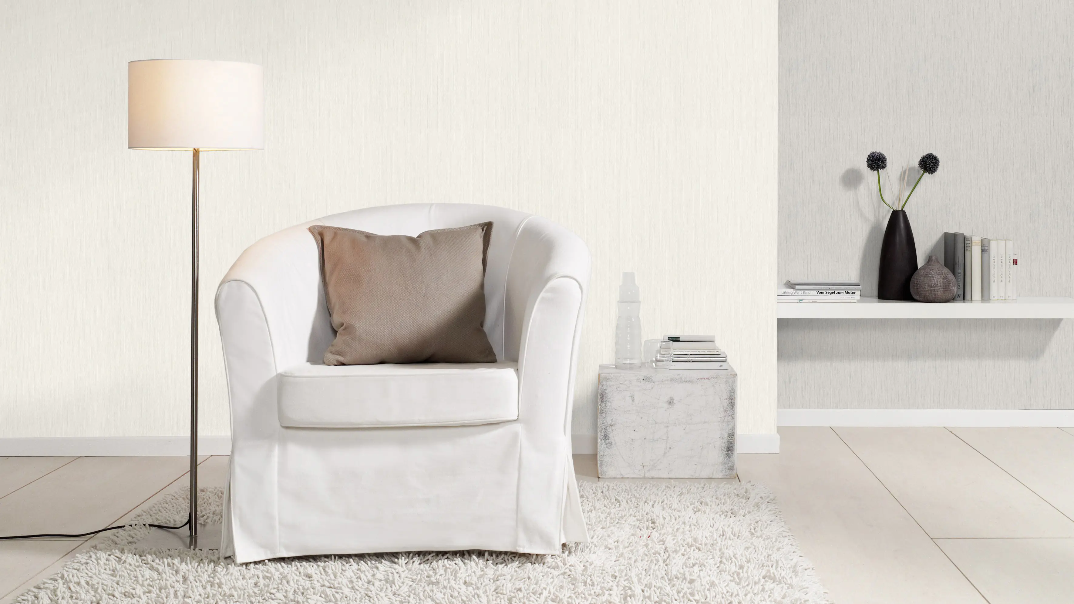 Rasch Vliestapete 536119 Rock'n Roll uni weiß 10,05 x 0,53 m