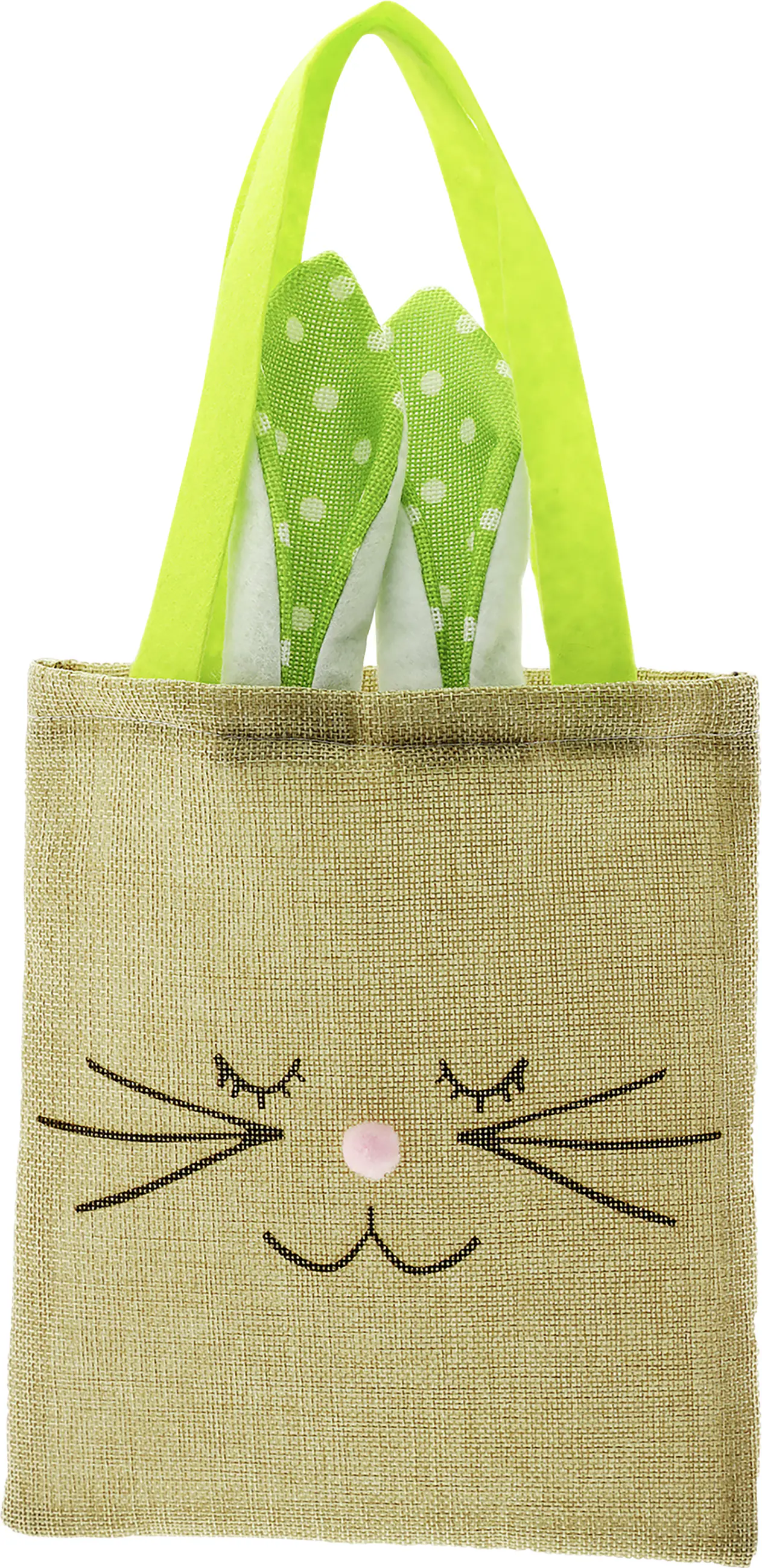 Osterhasentasche Stoff 23 x 20 cm natur grün 