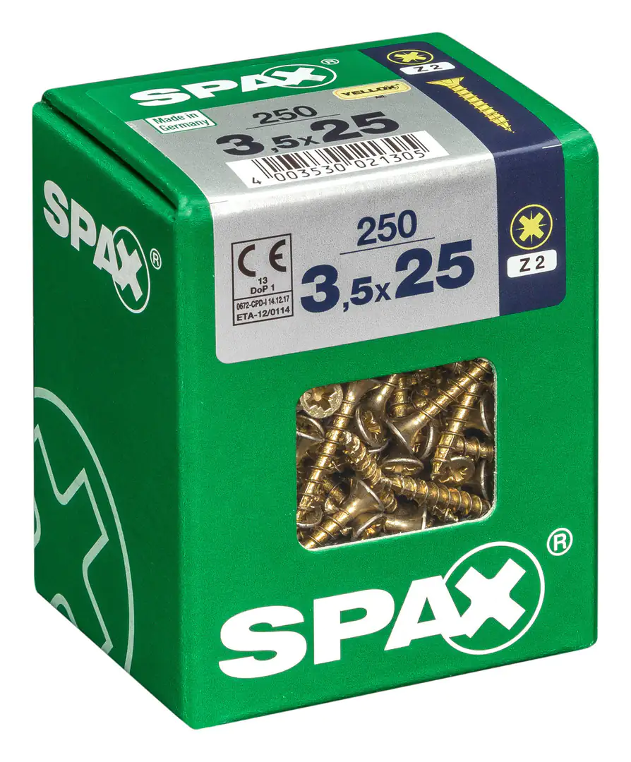 Spax Universalschrauben 3.5 x 25 mm PZ 2 - 250 Stk. Spax Universalschrauben 3.5 x 25 mm PZ 2 - 250 Stk.