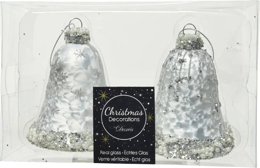 Kaemingk Weihnachtsbaumanhänger Glocke aus Glas sweiß