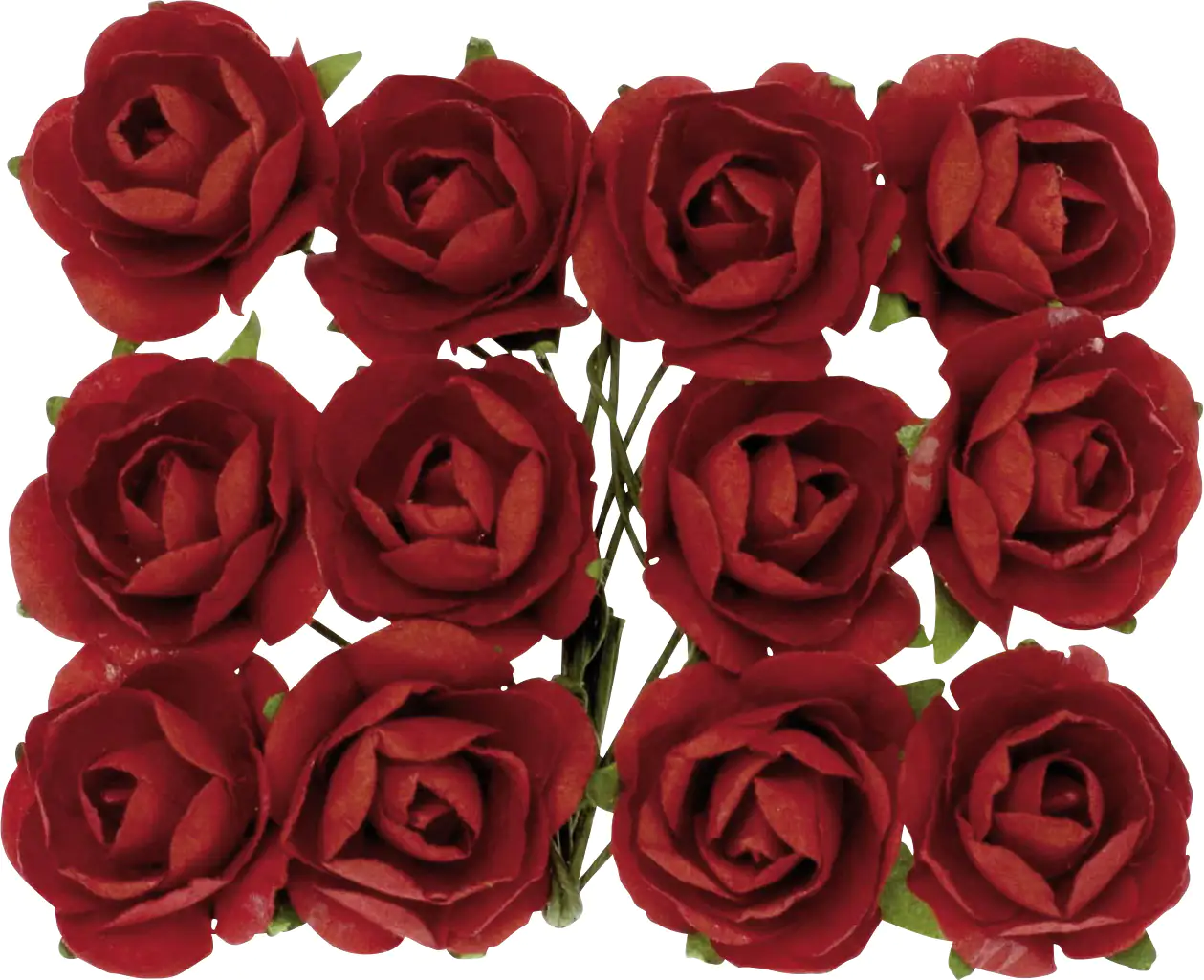 Glorex Röschen rot mit Draht 18mm 12 Stück