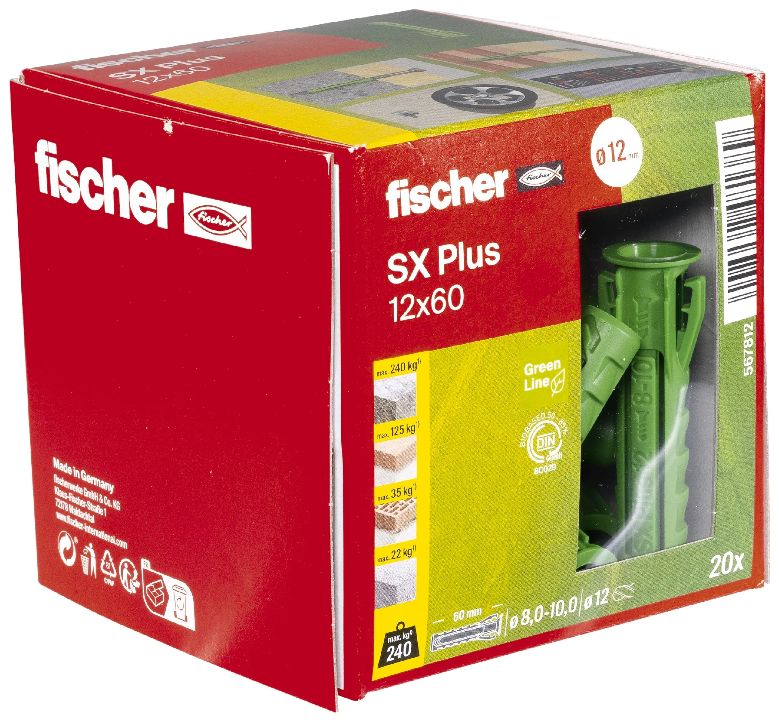 Fischer Spreizdübel SX Plus Green 12.0 x 60 mm - 20 Stück