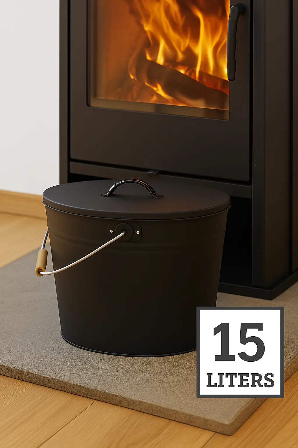 Ascheimer mit Deckel verzinkt, 15 L