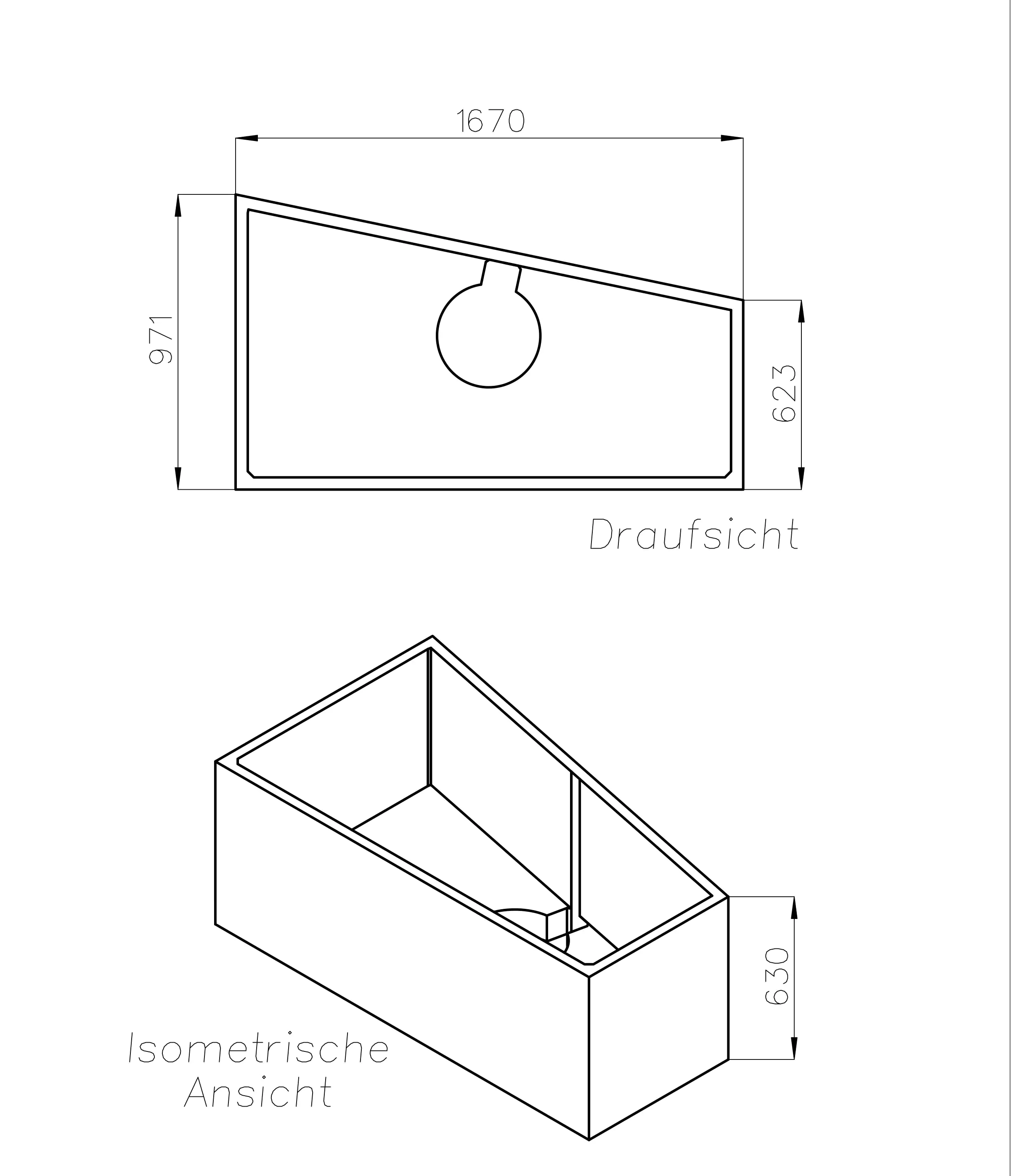 Ottofond Wannenträger Galia I 1670 x 623 mm
