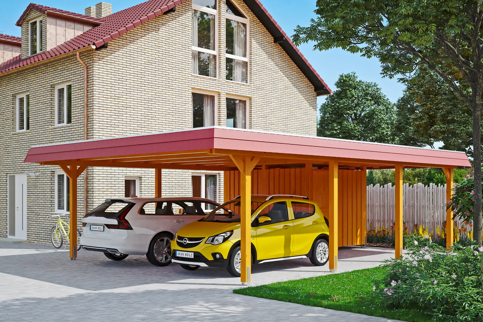 SKAN HOLZ Carport Wendland mit Abstellraum 630 x 879 cm mit EPDM-Dach