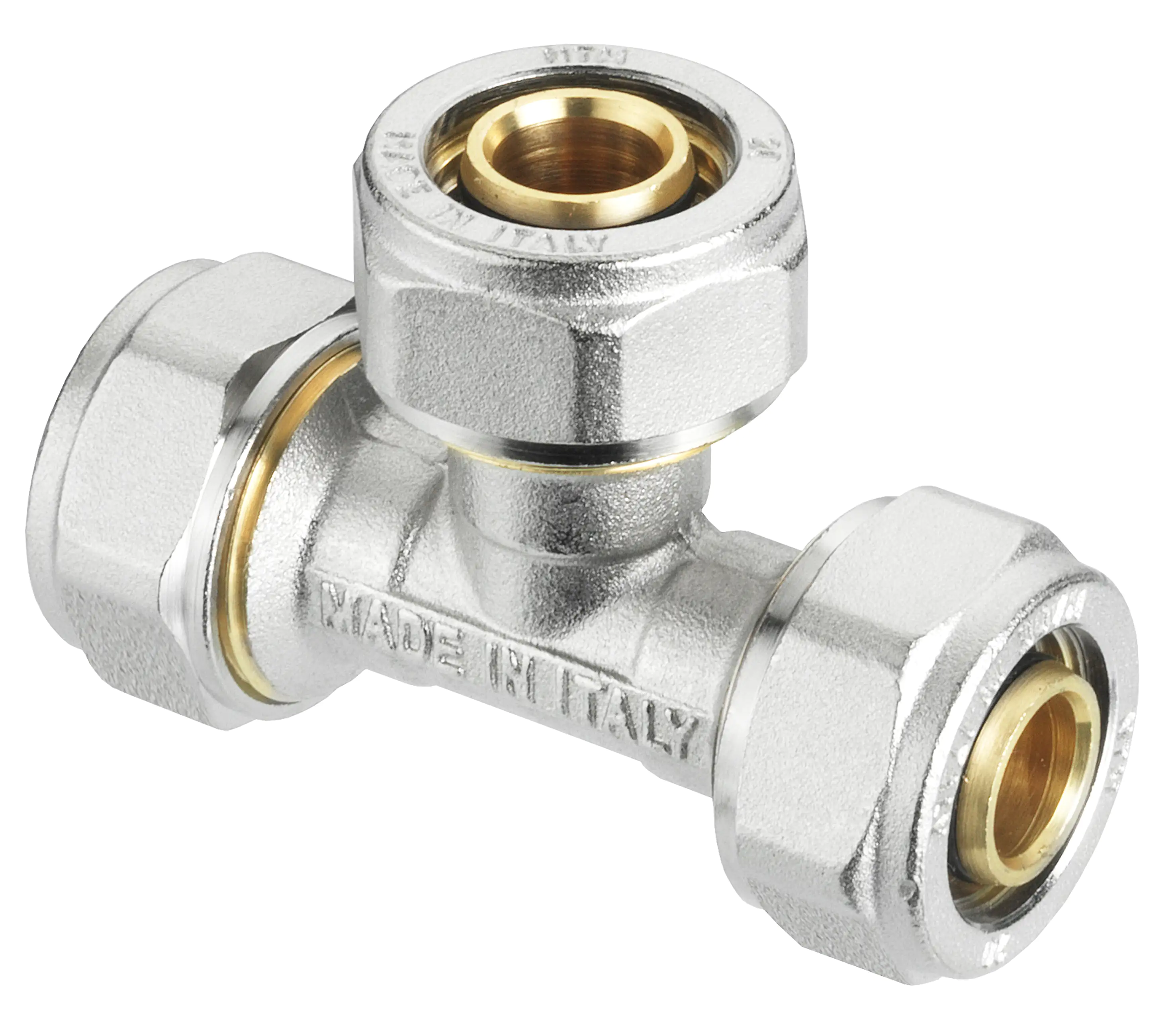 4035300820054 Cornat Schraub-T-Stück komplett ø 20 mm Messing vernickelt