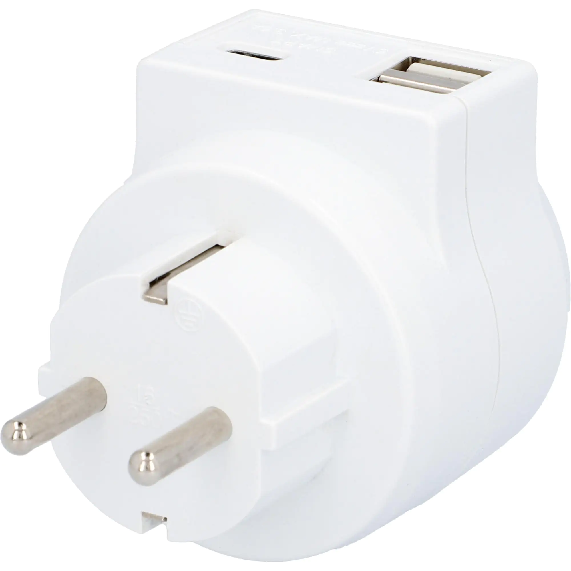 EVB Steckdosenadapter Zwischenstecker, USB A + C, weiß