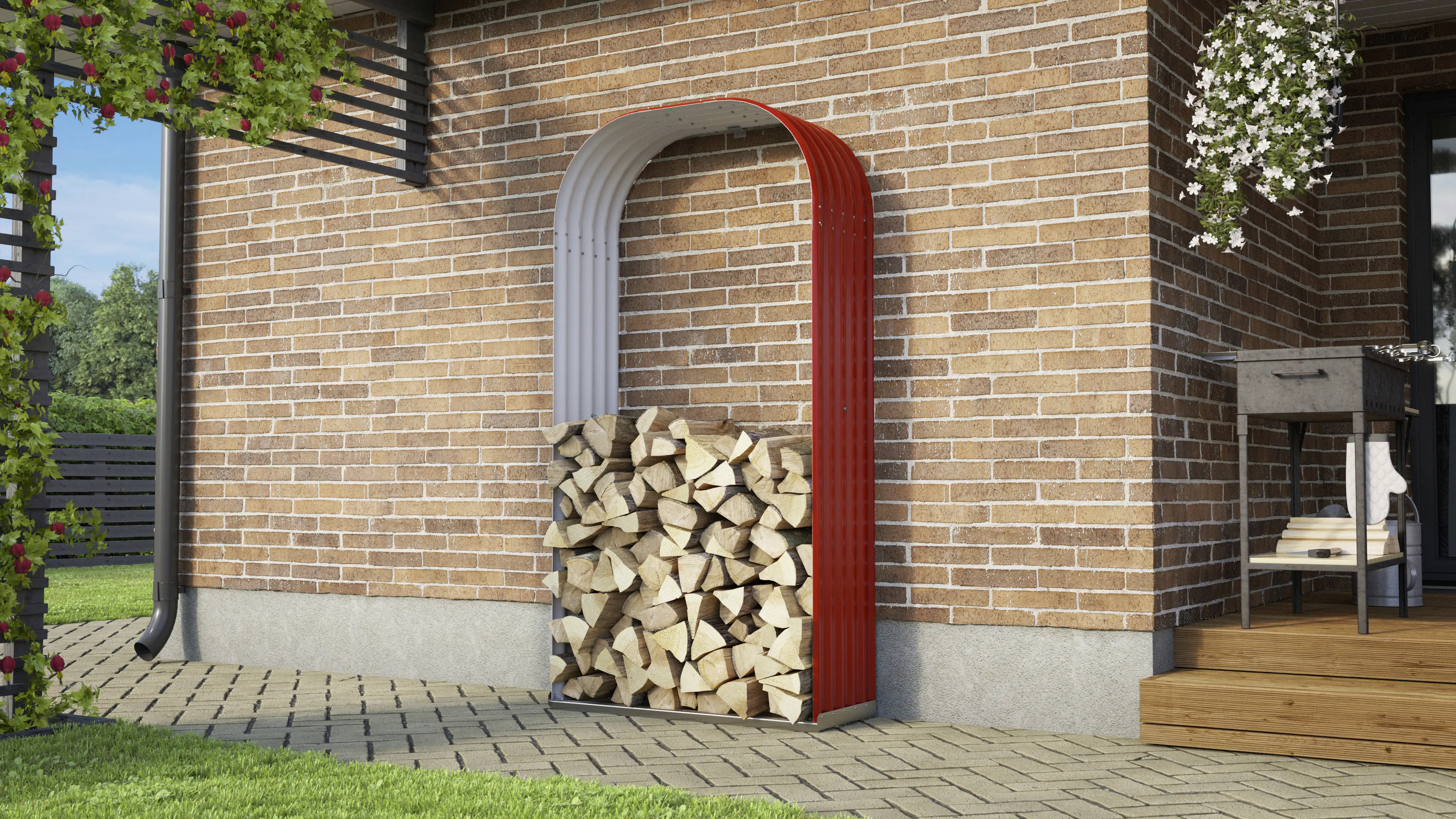 Vitavia Kaminholzregal Lignum 99 x 40 x 200 cm rubin Hochformat