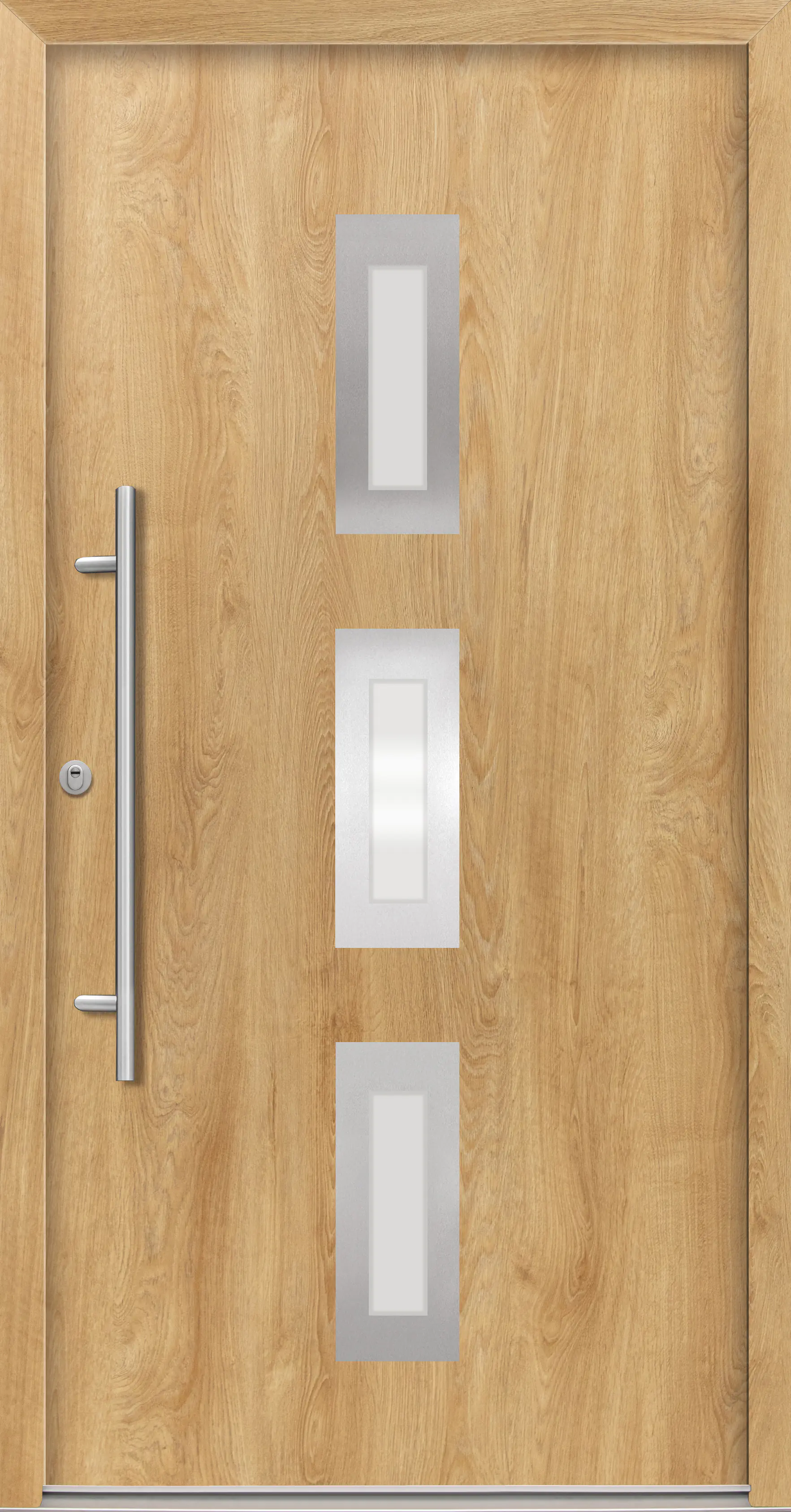 Splendoor Haustür Passivedoor Premium B02 RC2 Eiche Natur DIN Links 100 x 210 cm