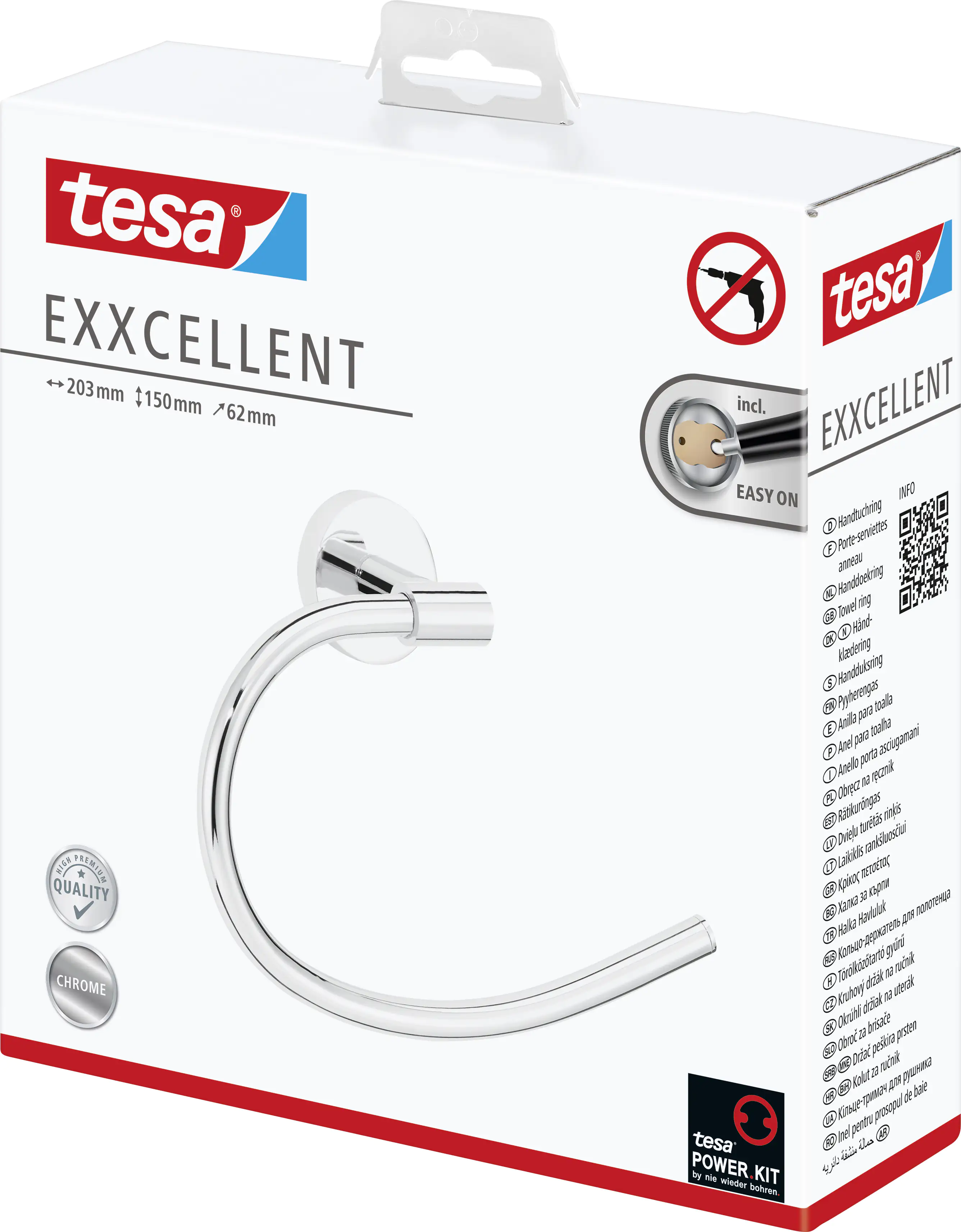 tesa Handtuchring Exxcellent Metall, chrom, rostfrei tesa Handtuchring Exxcellent Metall, chrom, rostfrei