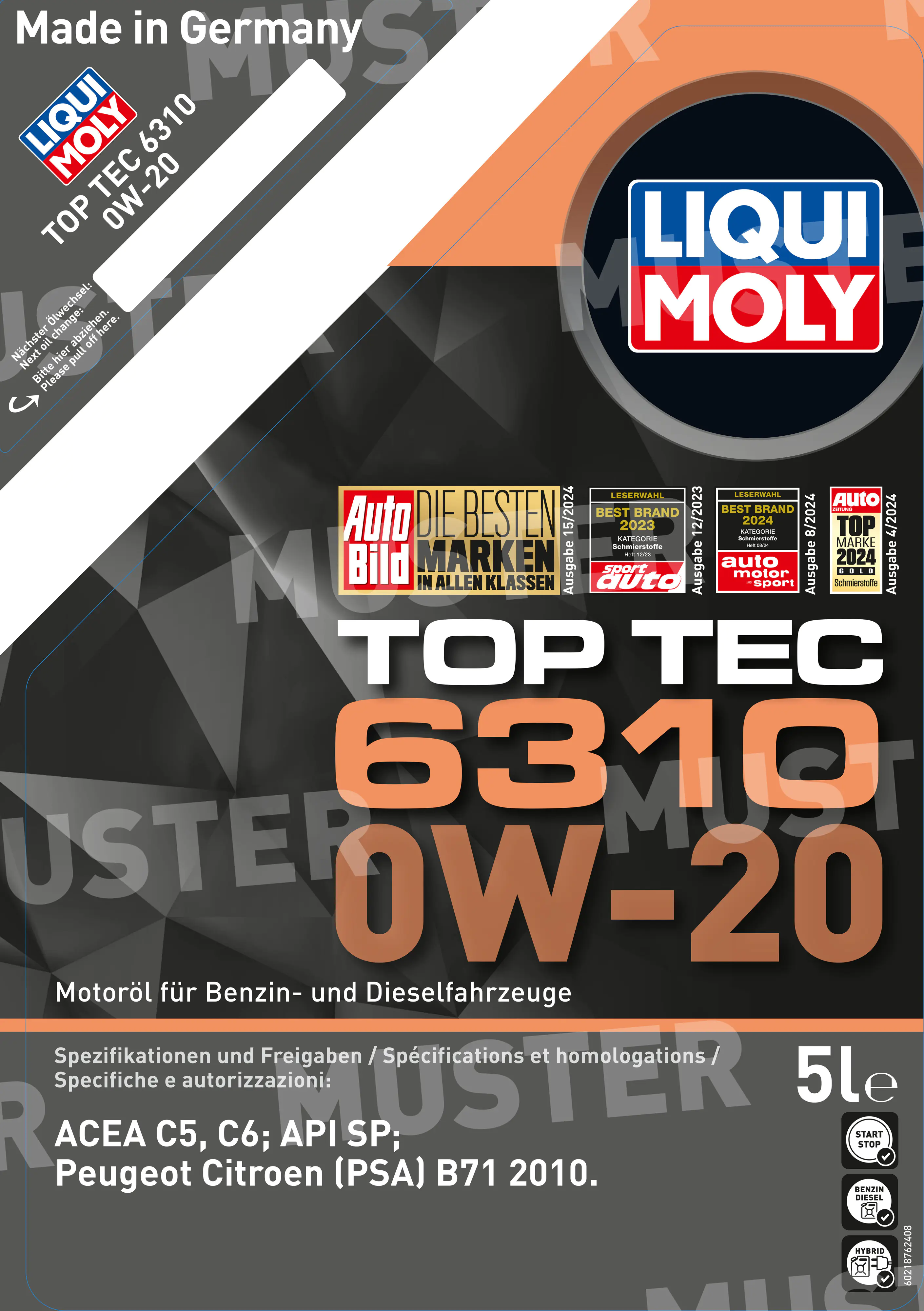 Liqui Moly Motoröl Top Tec 6310 0W-20 5L Liqui Moly Motoröl Top Tec 6310 0W-20 5L