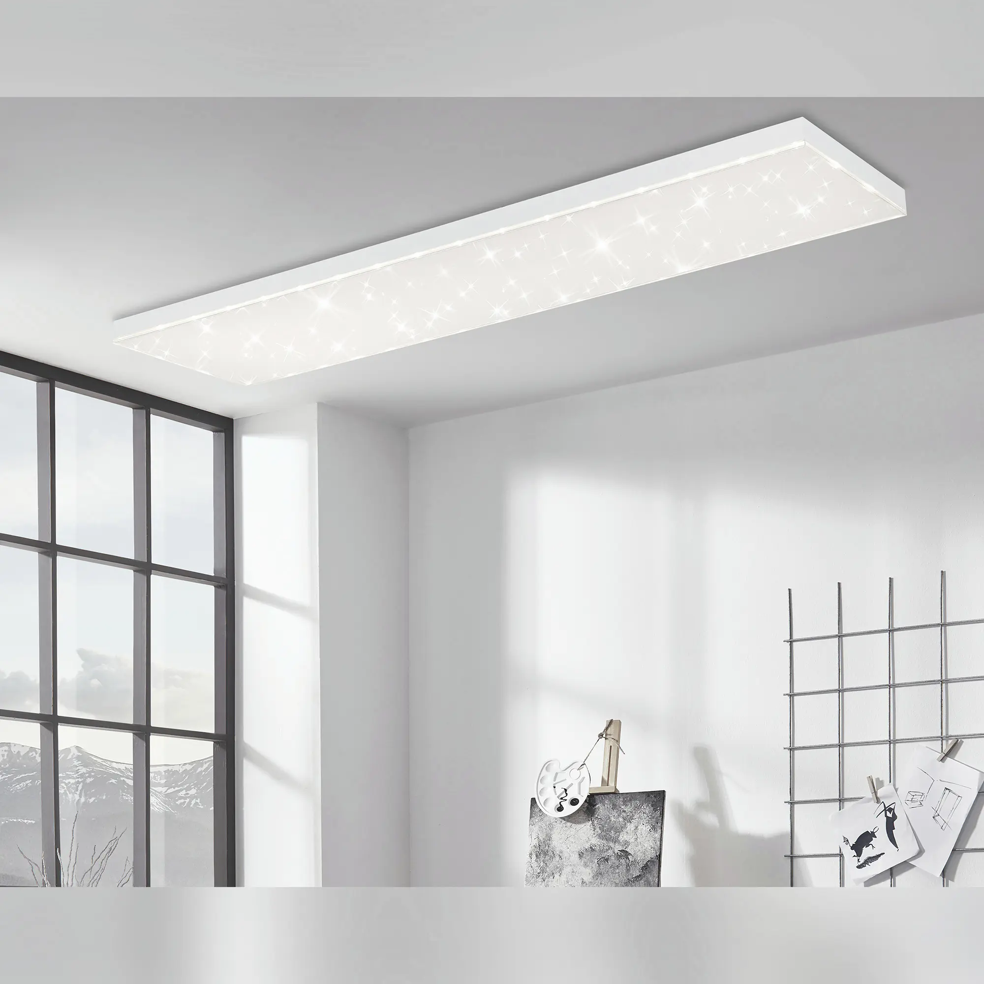 Briloner LED-Panelleuchte Frameless Sternenhimmel 119,5 x 29,5 cm weiß CCT dimmbar