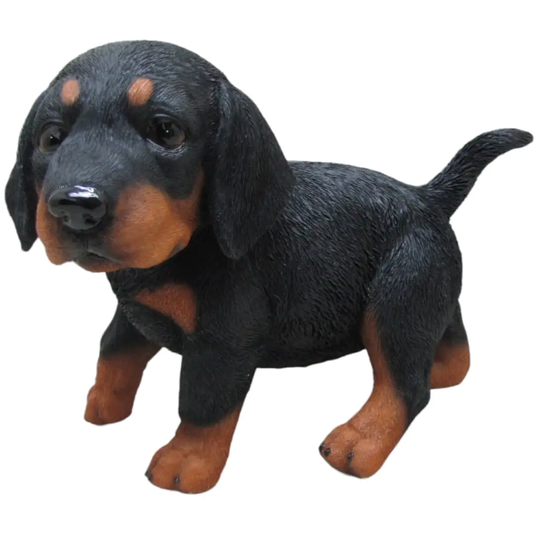 Dekofigur Dackelwelpe stehend 22 x 18 x 13 cm schwarz braun