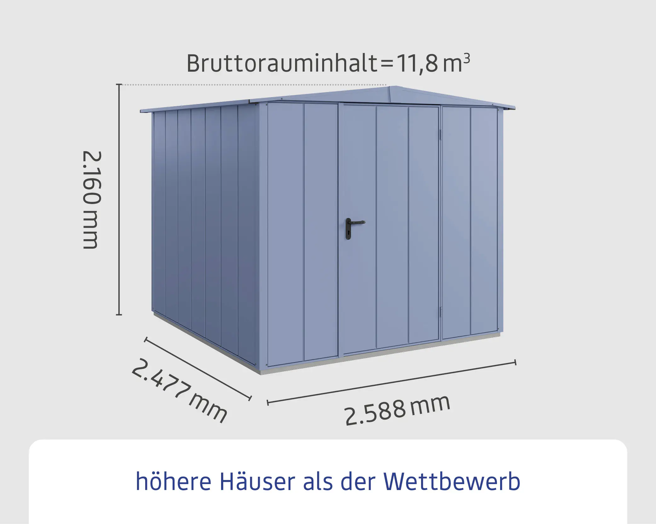 EcoStar Gerätehaus Elegant-S Typ 2 taubenblau 1 flg 258,8 x 247,7 x 216 cm