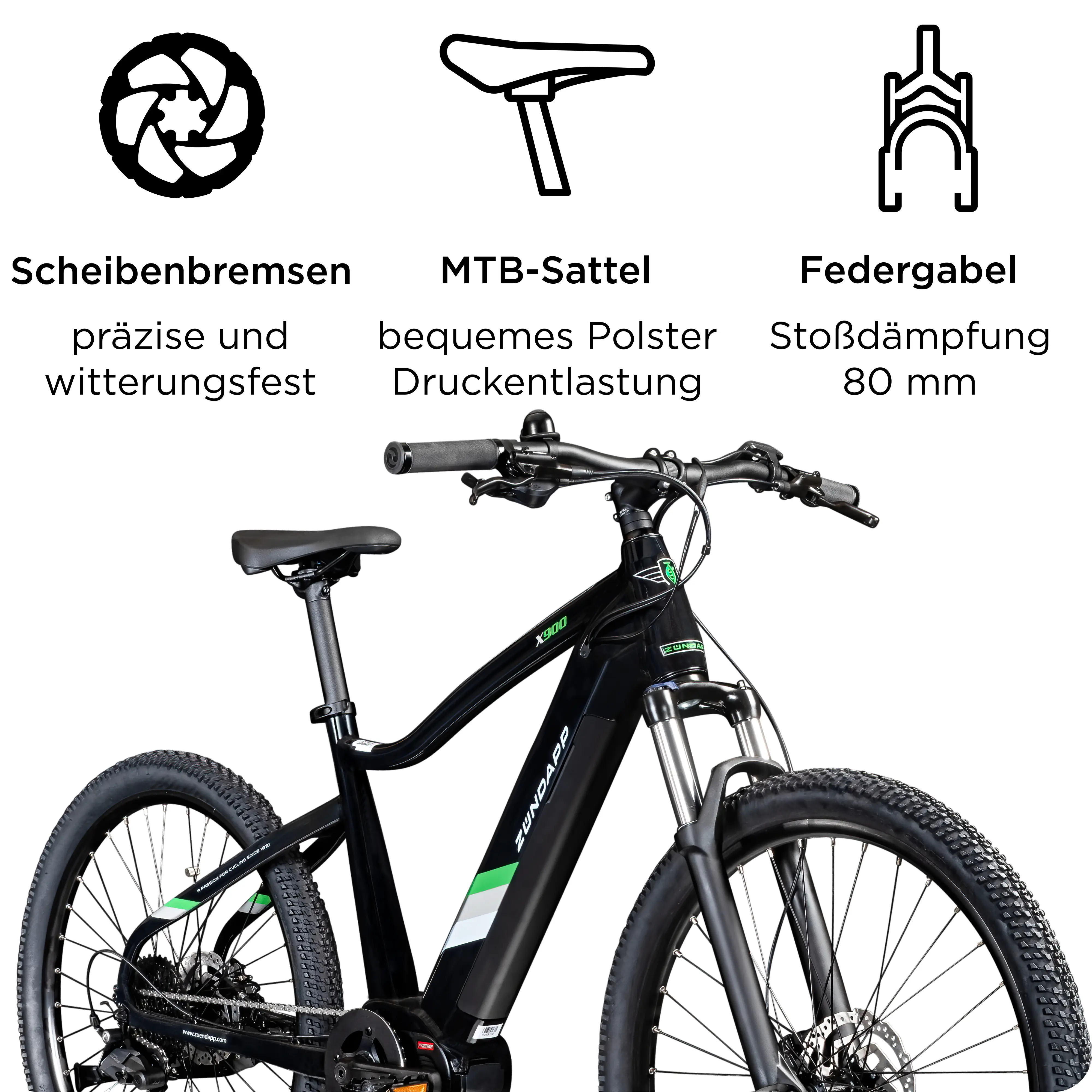 Zündapp E-Bike MTB X900 27,5 Zoll 10-Gang 733 Wh schwarz