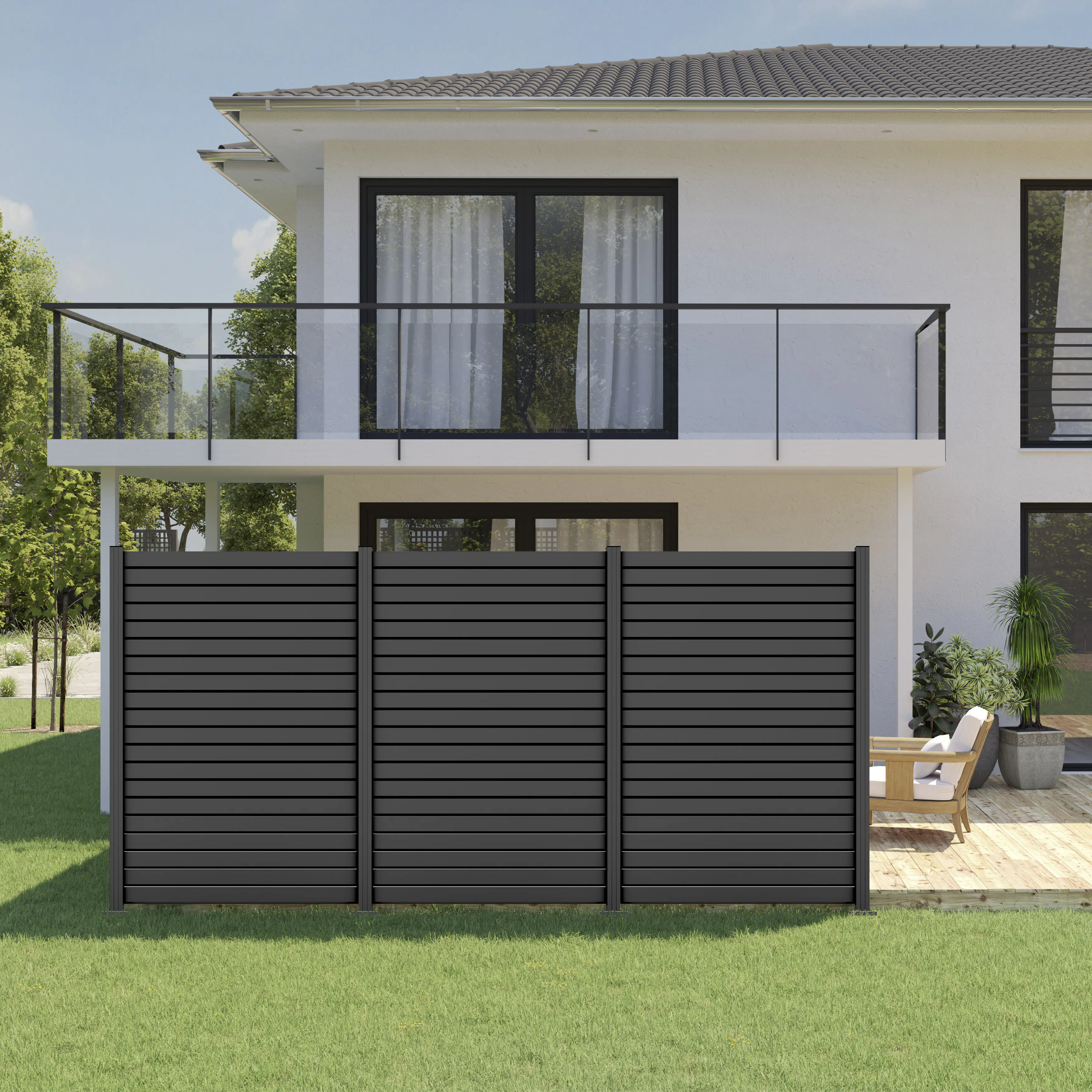 Ambiente Alu-Zaun Erweiterungsset Rhombus MINI 187 x 124,2 cm anthrazit