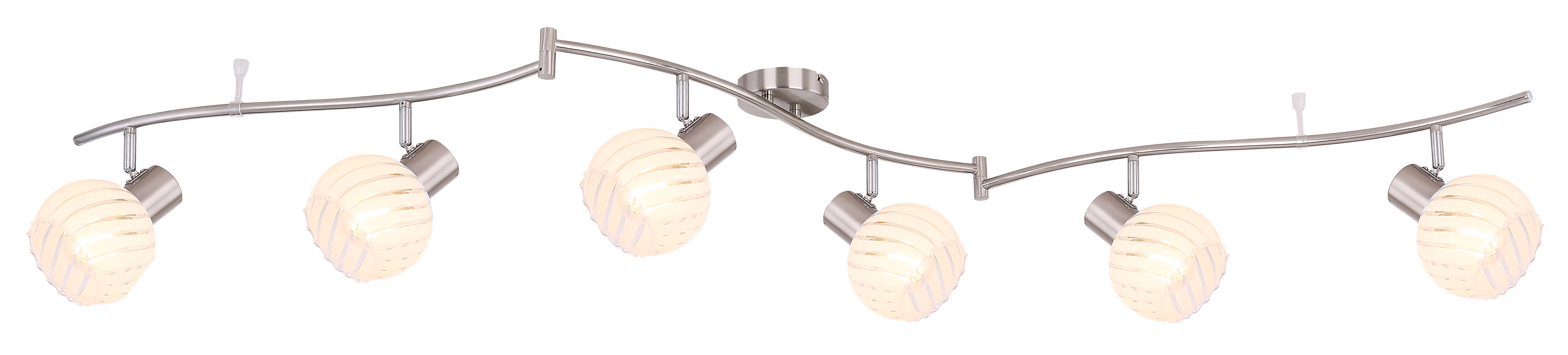 Globo 6er Spot Willy nickel-matt-weiß 180 x 26 cm E27, max. 40 W