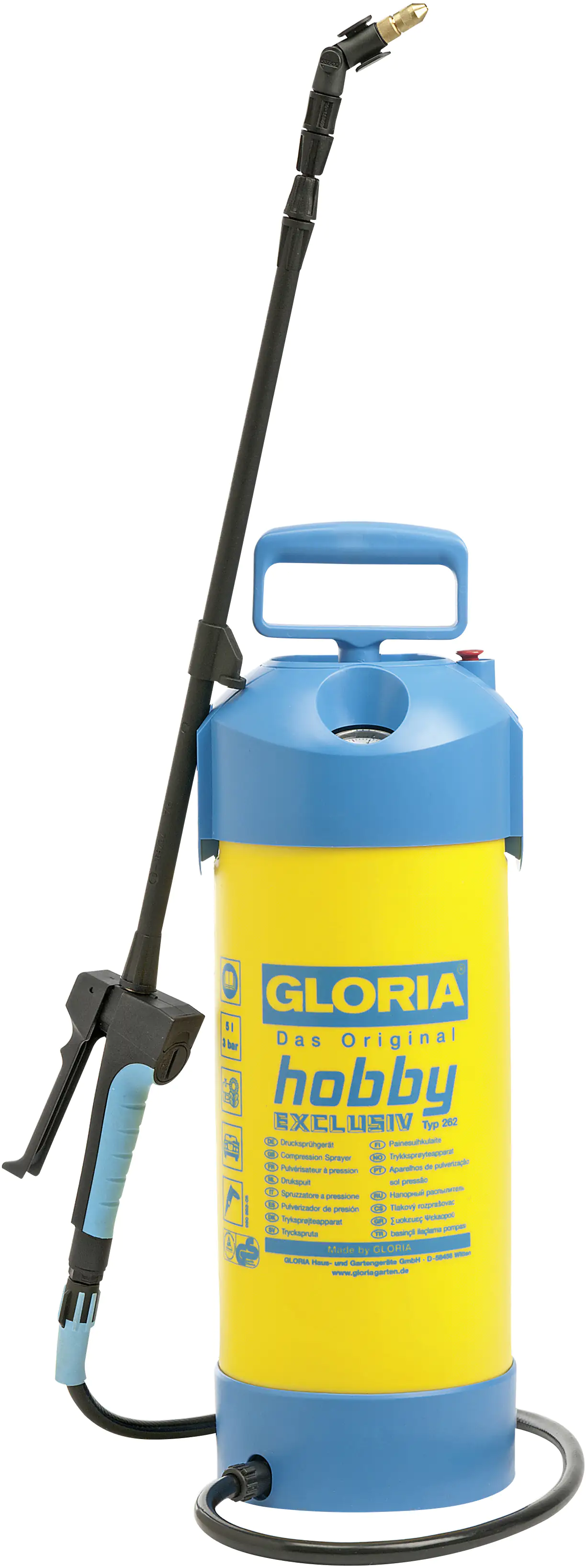 Gloria Drucksprüher Hobby exclusivmit Teleskop-Sprührohr und Manometer 5 L
