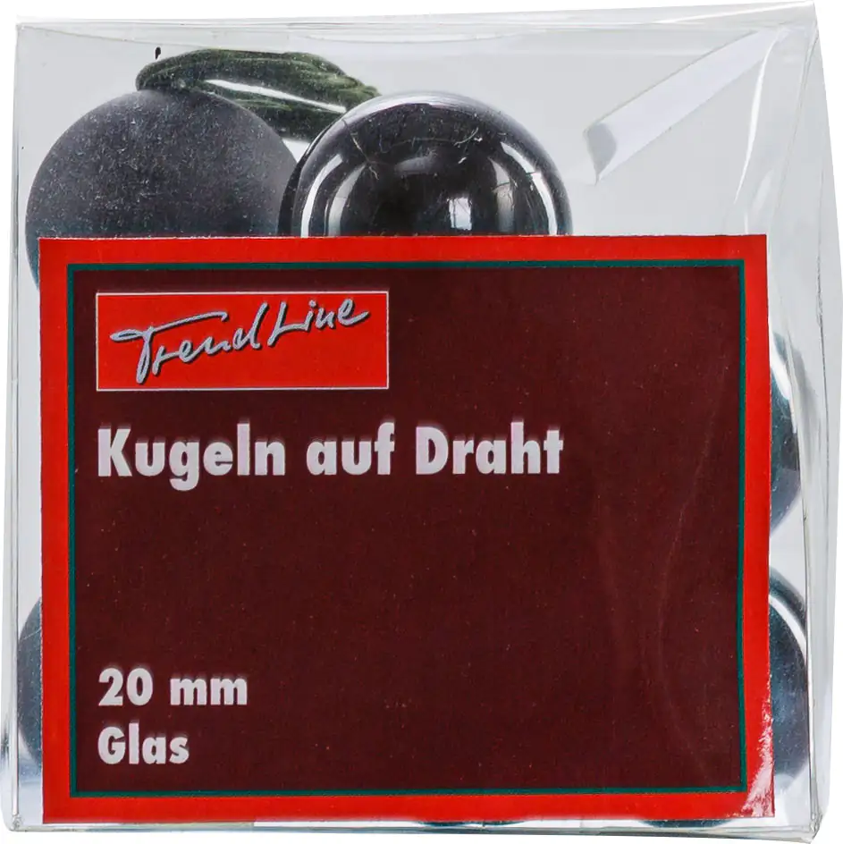 2076601552338_01 TrendLine Weihnachtskugeln aus Glas auf Draht Ø 2 cm schwarz 10 Stück