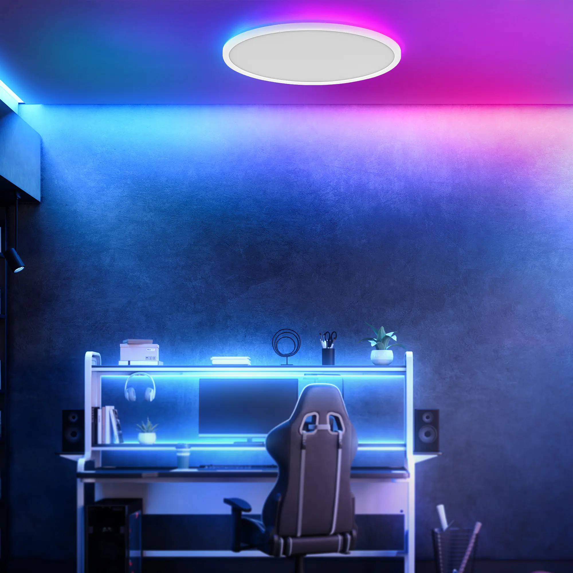 Briloner LED-Panelleuchte Slim Ø 42 cm weiß RGB dimmbar
