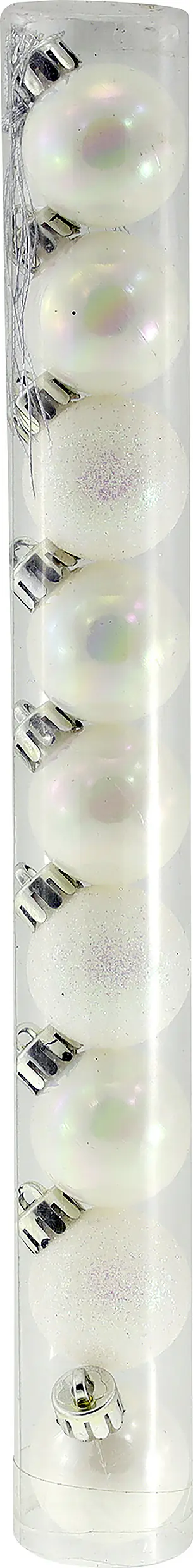 Weihnachtskugel aus Kunststoff Ø 3 cm weiß - 9 Stück