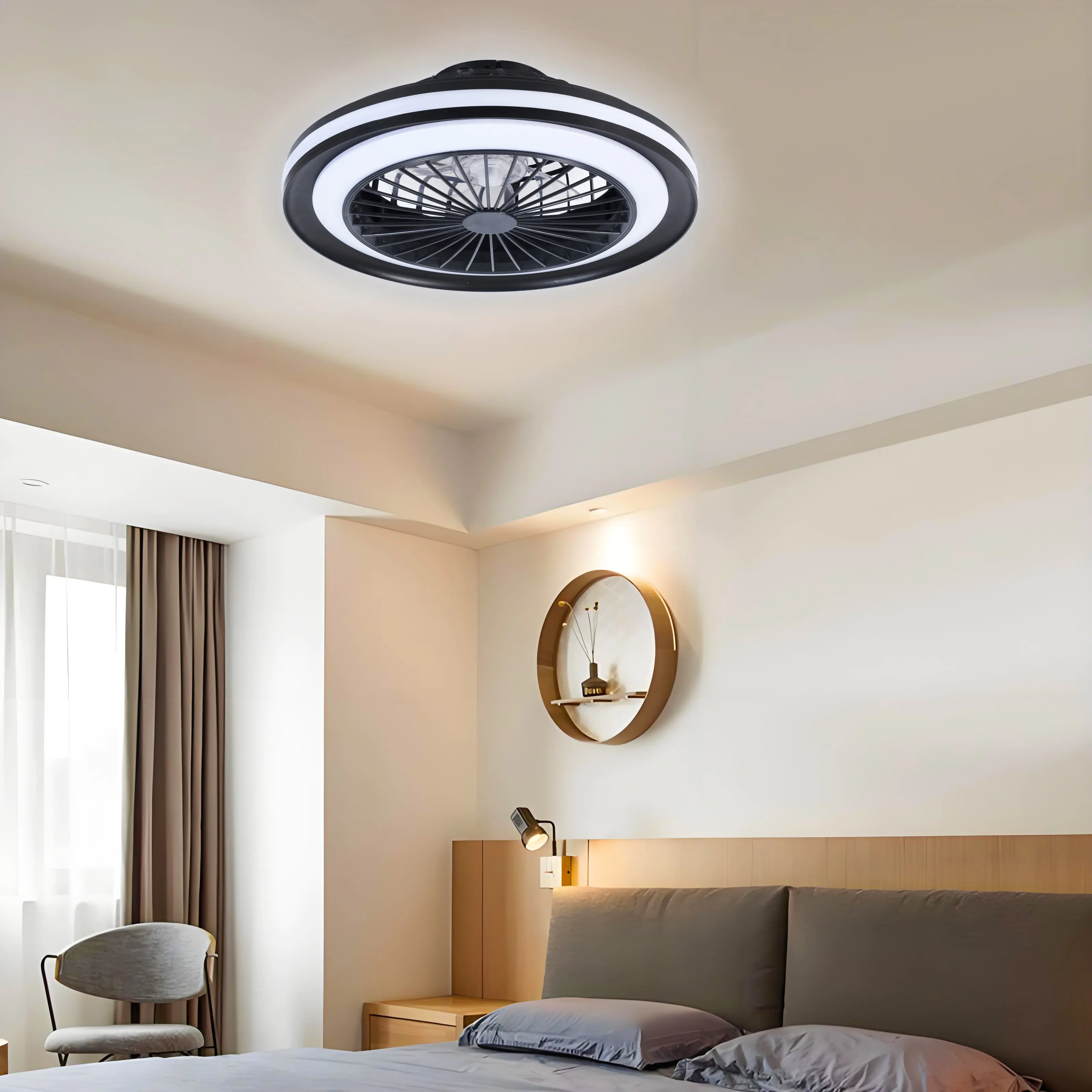 Deckenleuchte mit Ventilator Paula Ø 49 cm 40 W schwarz