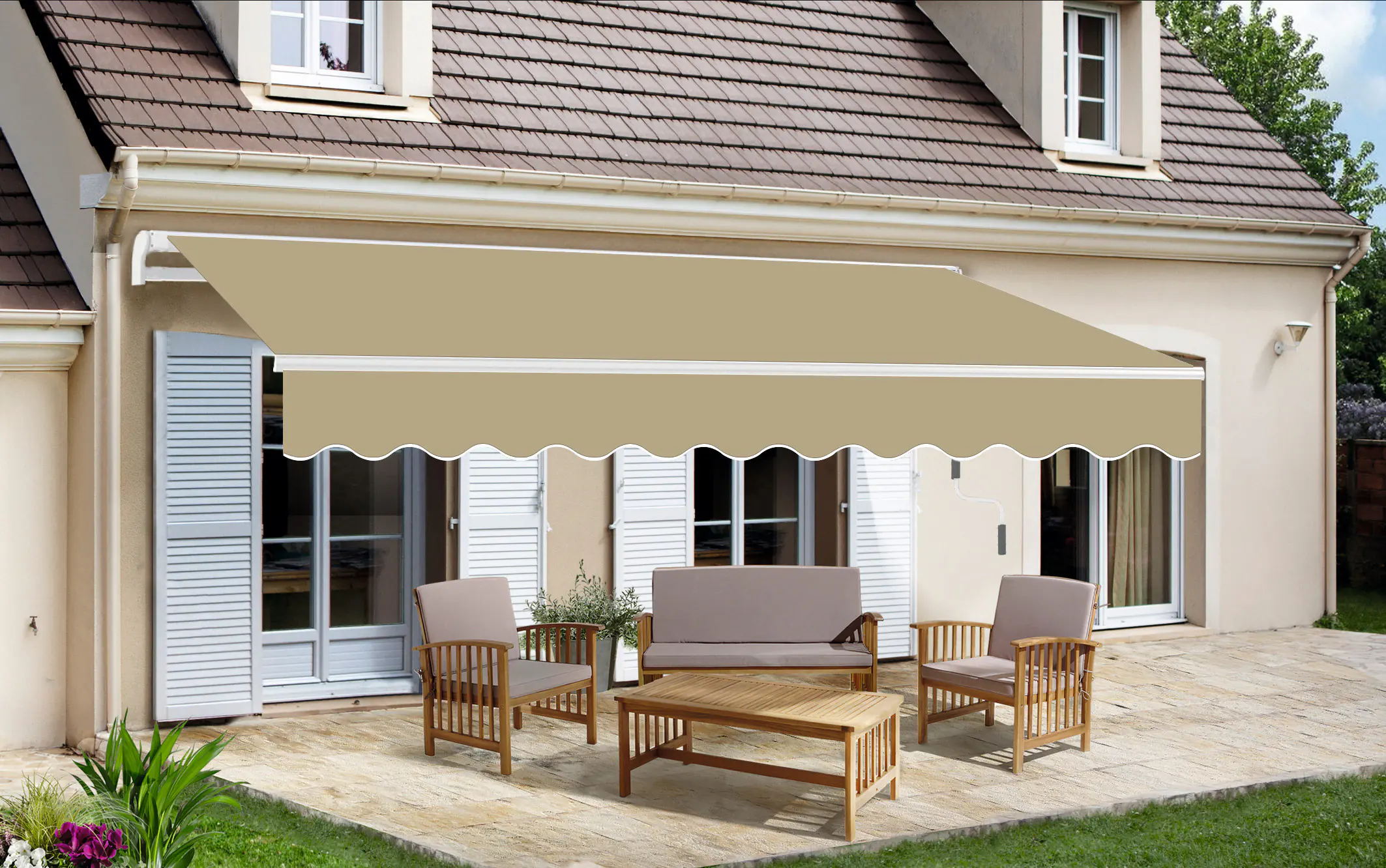 Trendline Gelenkarm-Markise 3,95 x 2,5 m beige