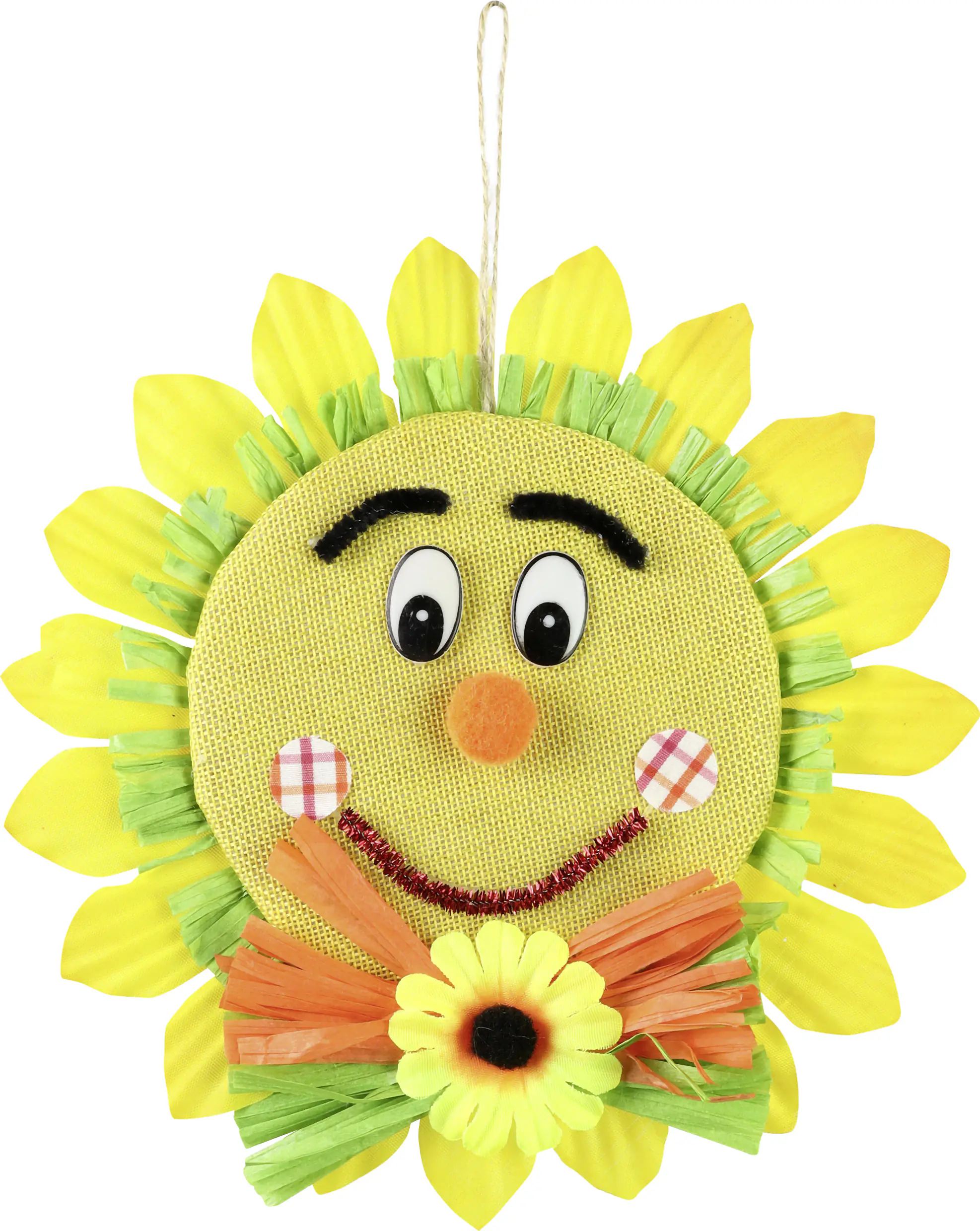 Herbstdeko Sonnenblume Kunststoff 25 cm grün-gelb