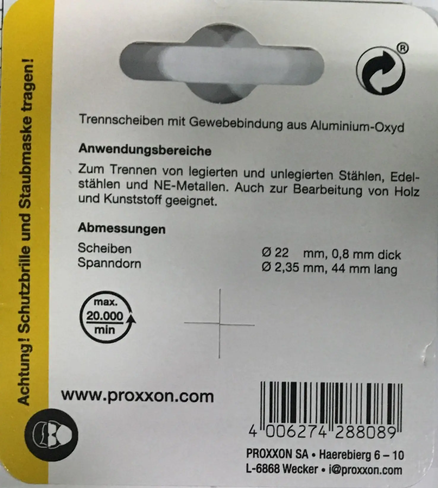 Proxxon Micromot Trennscheiben mit Gewebe Ø 22 x 1,8 mm 10 Stück